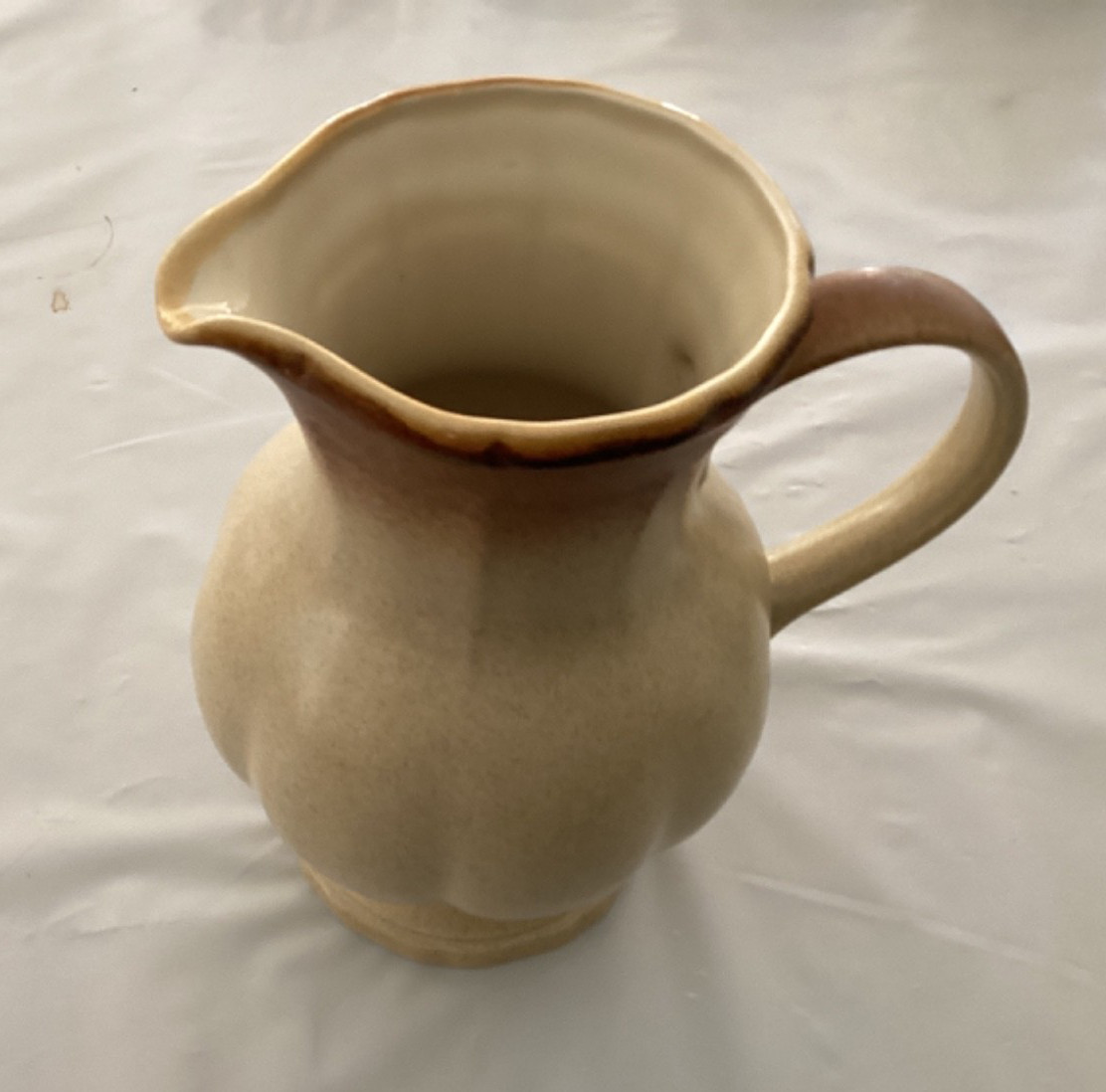 Mikasa Whole Wheat 48 oz Footed Pitcher 8.5-inch Tall Stoneware Beige and Brown