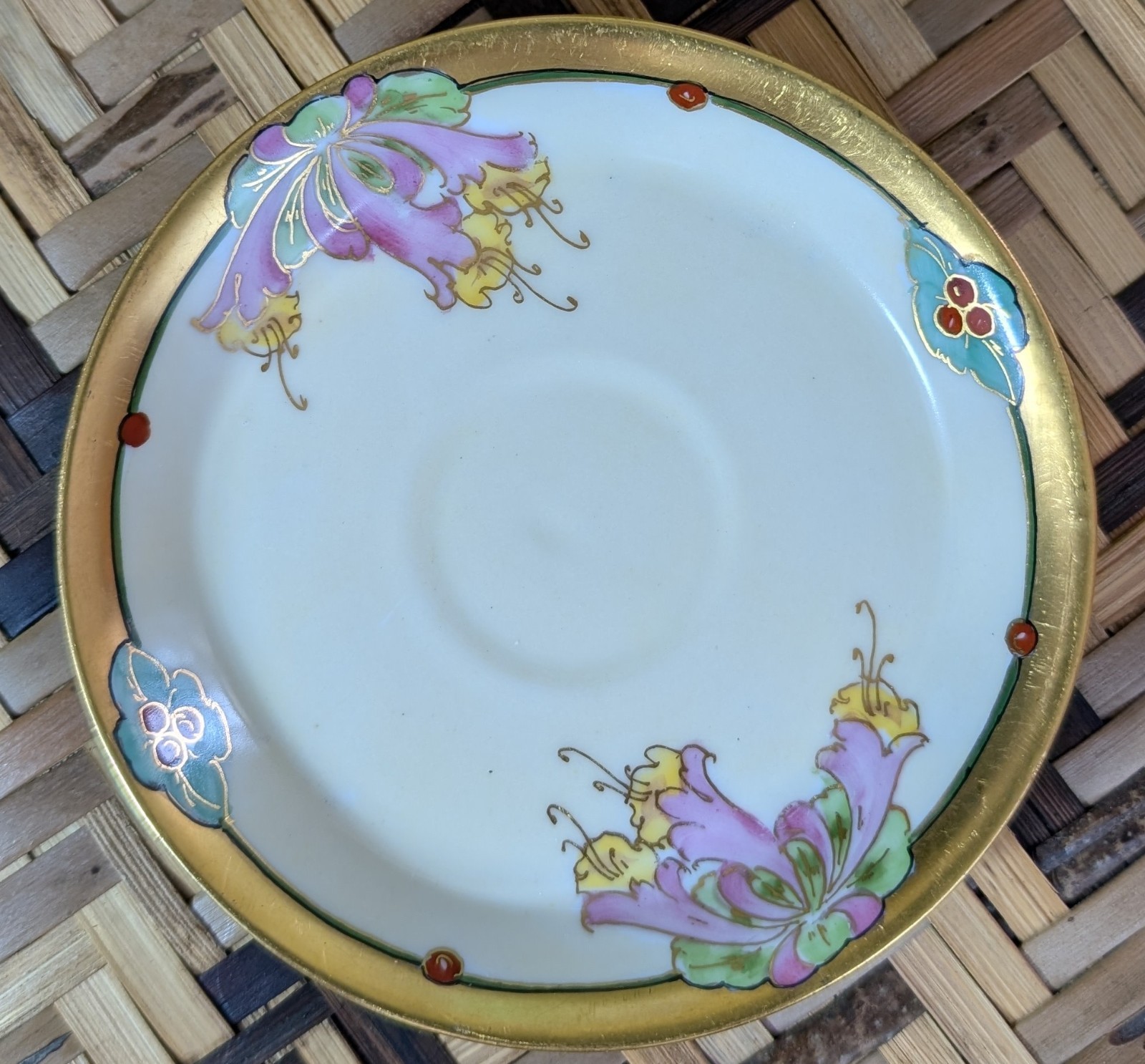 Antique Julius H. Brauer Hand-Painted Pedestal Chocolate Cup & Saucer