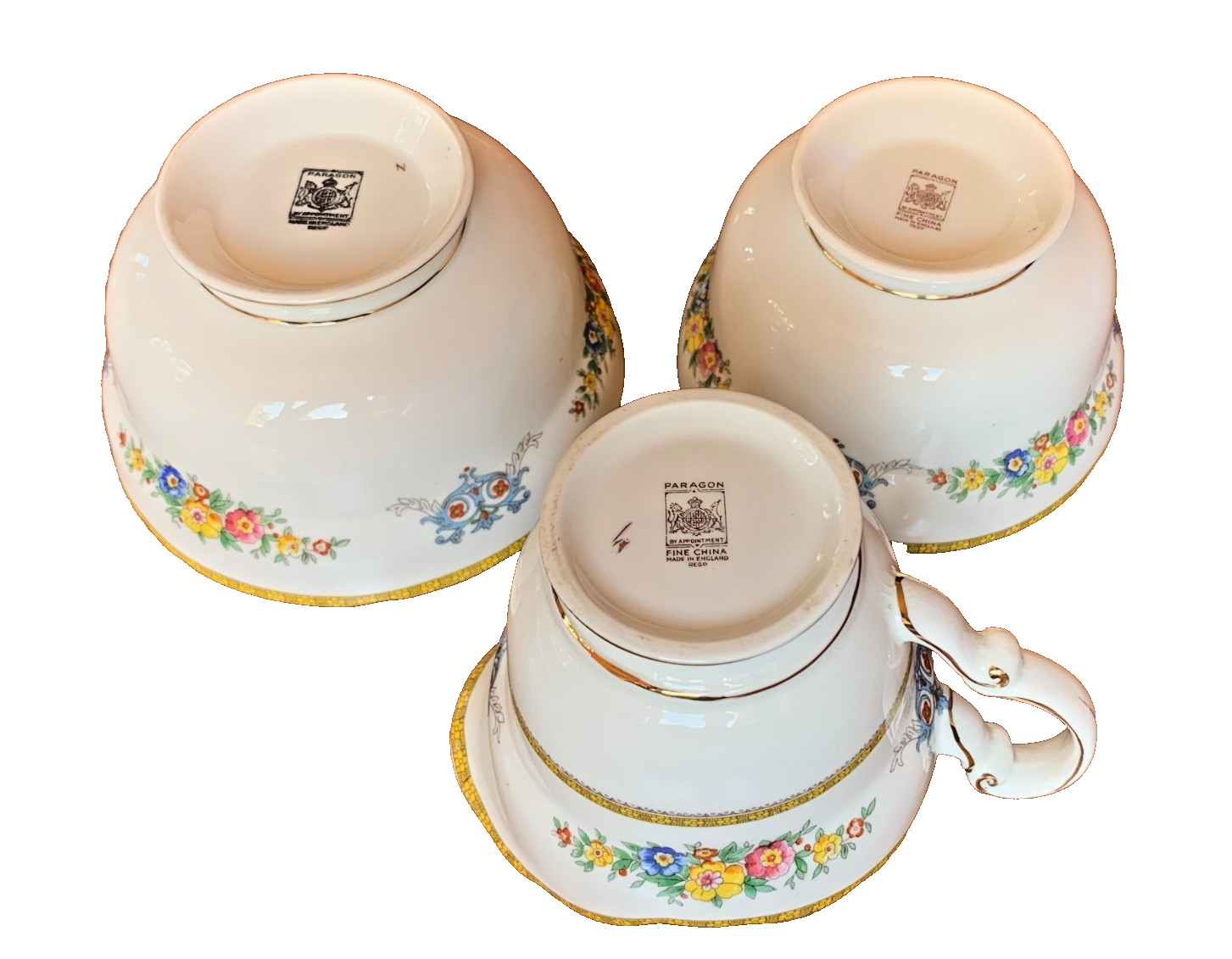 Art Deco PARAGON Fine China ONTARIO 5524 Set Milk Jug Two Sugar Nut Bowls c.1930