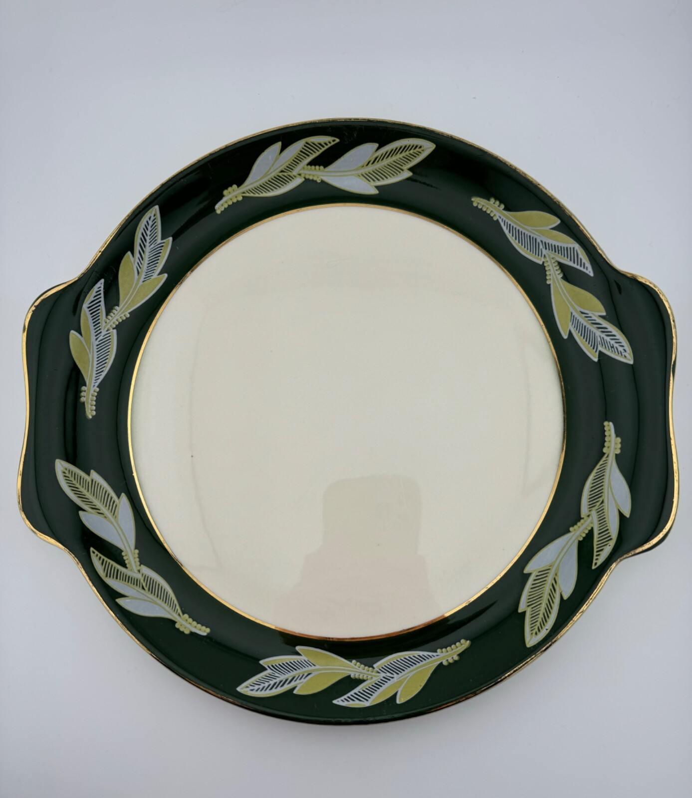 Coronet by Salem 23k Gold trim Platter Plate Green Leaf 53u