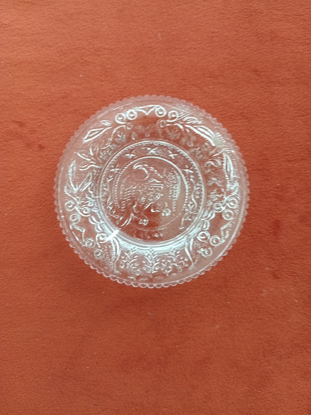 19th Century Sandwich Flint Glass Cup Plate Lee-Rose 670-A Eagle Group