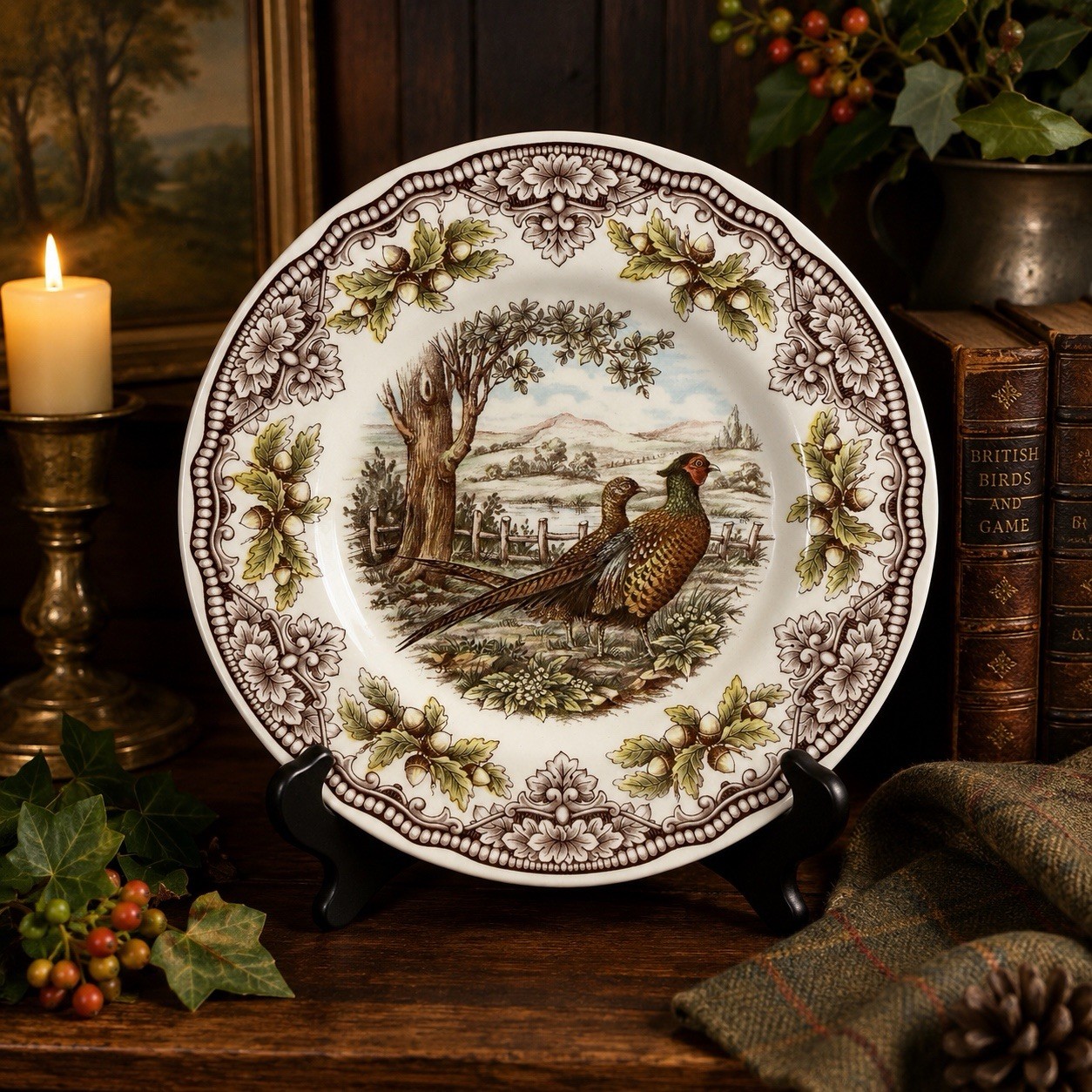 Victorian English Pottery Edward Challinor Pheasant Dinner Plate 9” England