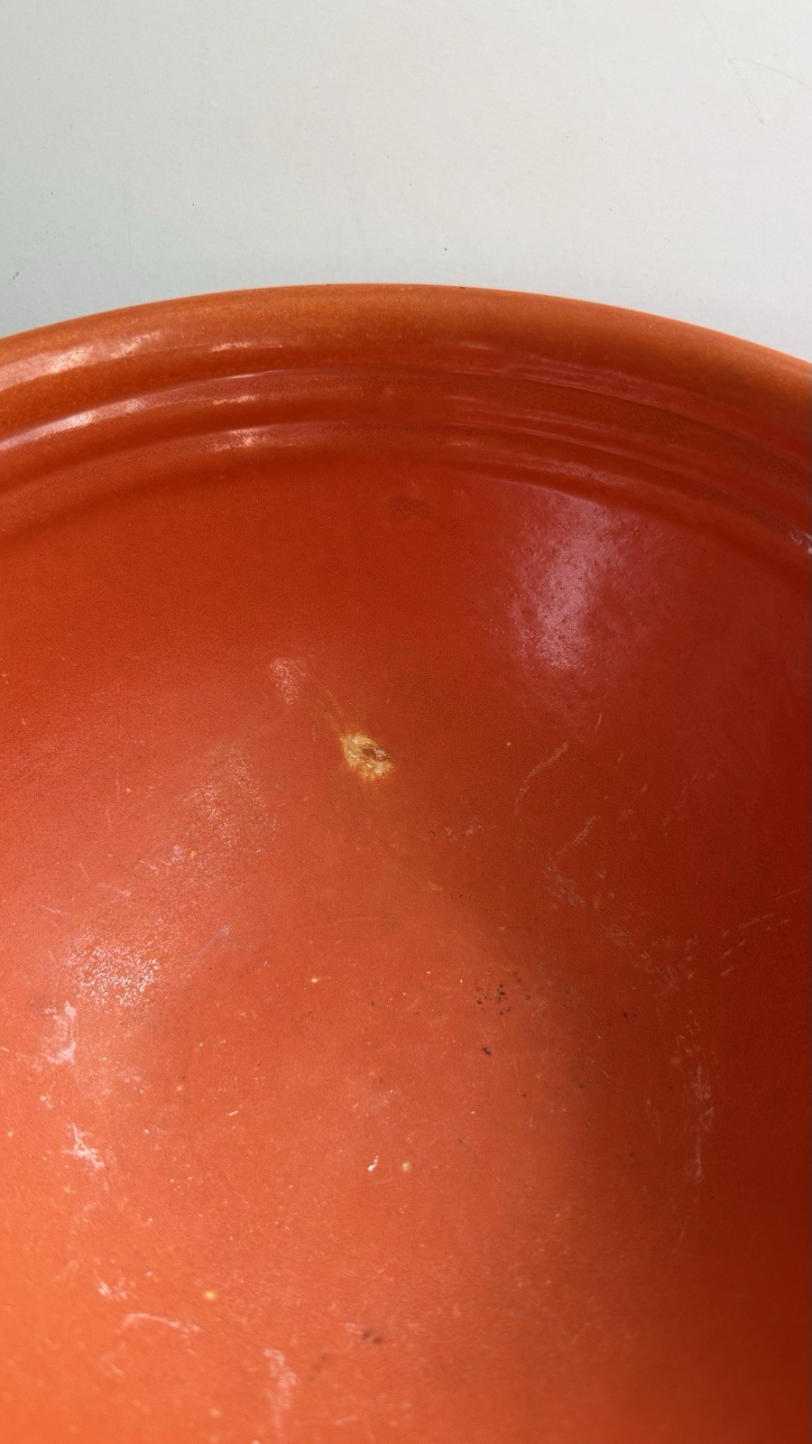 Bauer Orange Ceramic Round Bowl 9 in Diameter