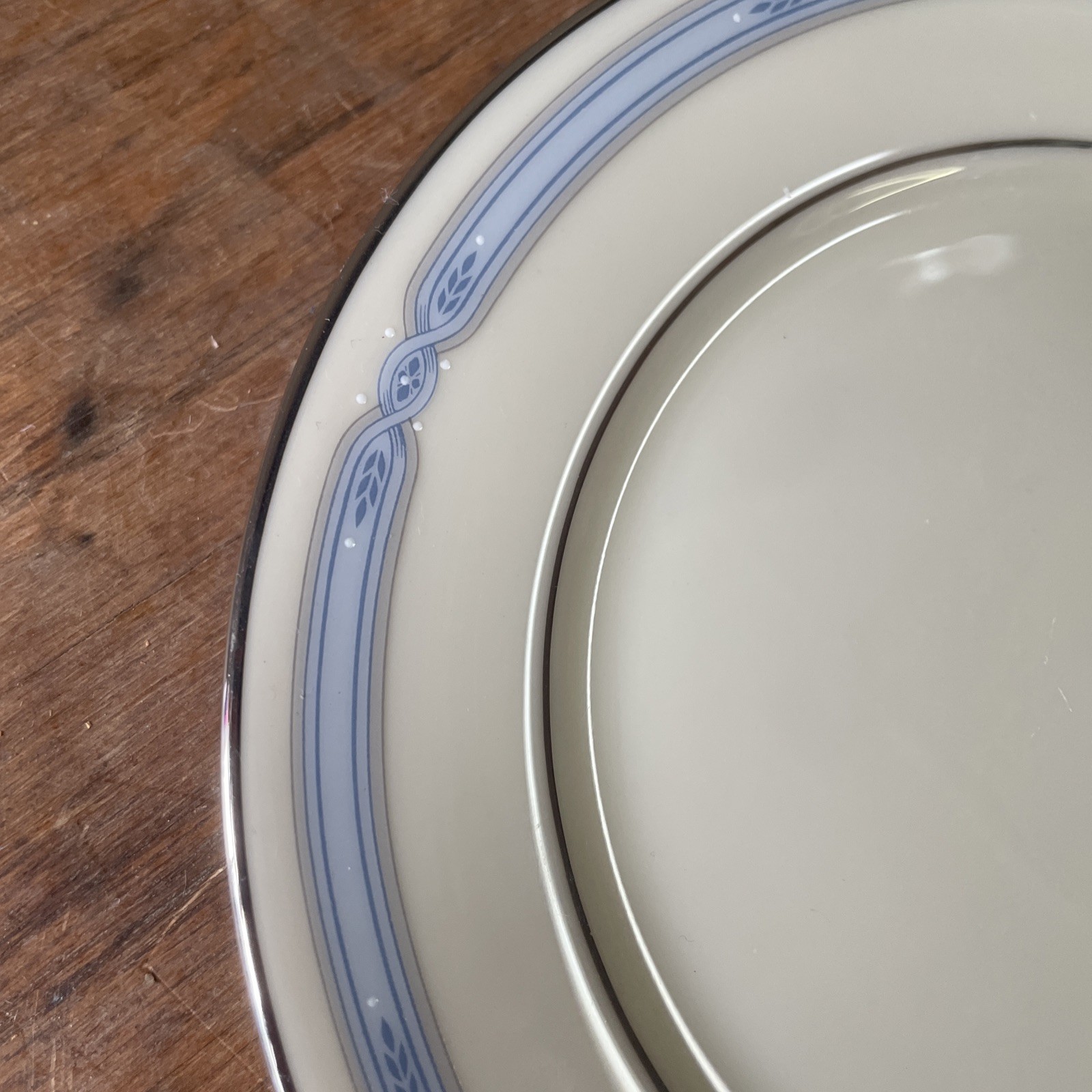 LENOX Courtland Bread Plate Set Of Four Blue Gray Band Platinum Trim 6 1/2”USA