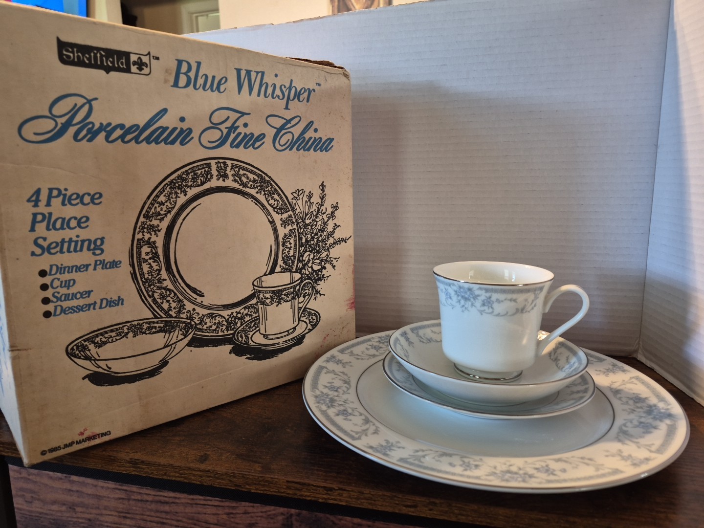 Sheffield Blue Whisper 4 Piece Place Setting Porcelain Fine China Set 1985