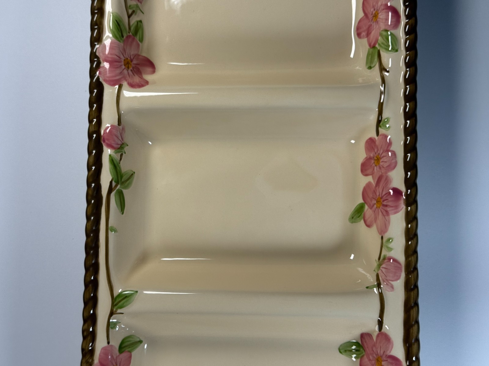 Franciscan Desert Rose 15.5” Divided Serving Dish 3 Section Tray w/ Sticker