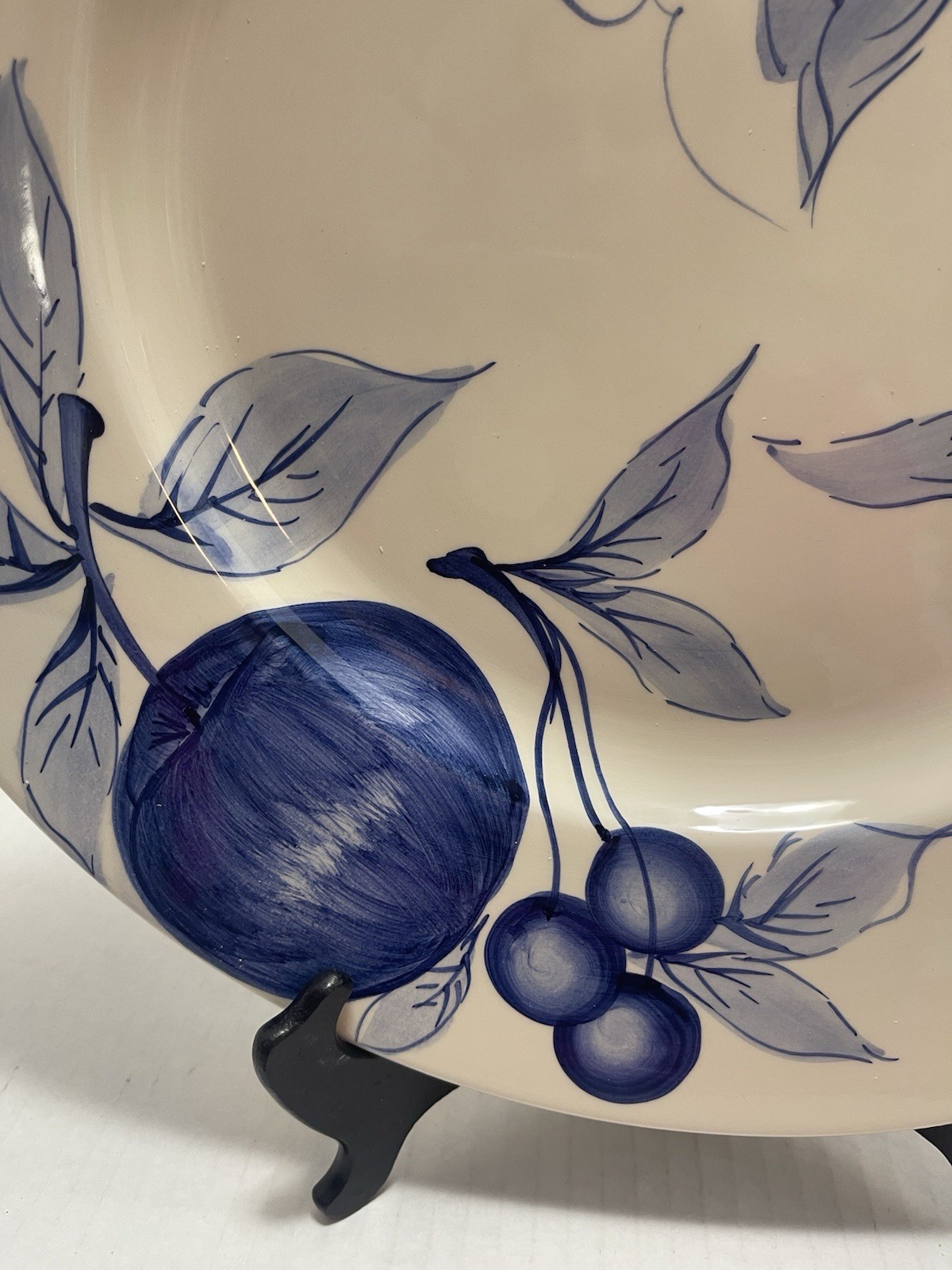 Pier 1 Melinda 15” handpainted blue fruit charger platter Italy earthenware