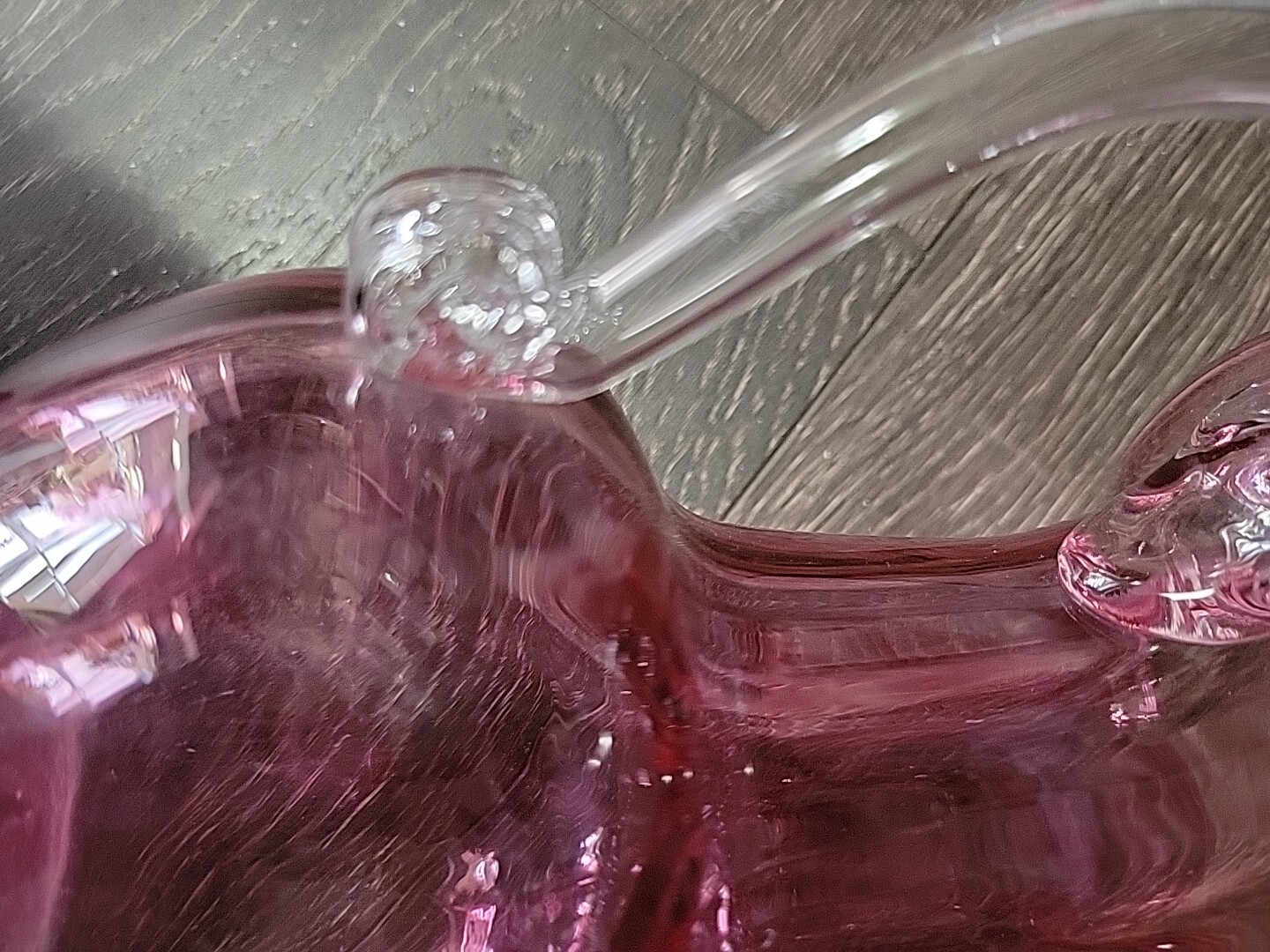 Signed Wheaton Village Studio Art Glass Cranberry Pink Pitcher NJ 9in 2000
