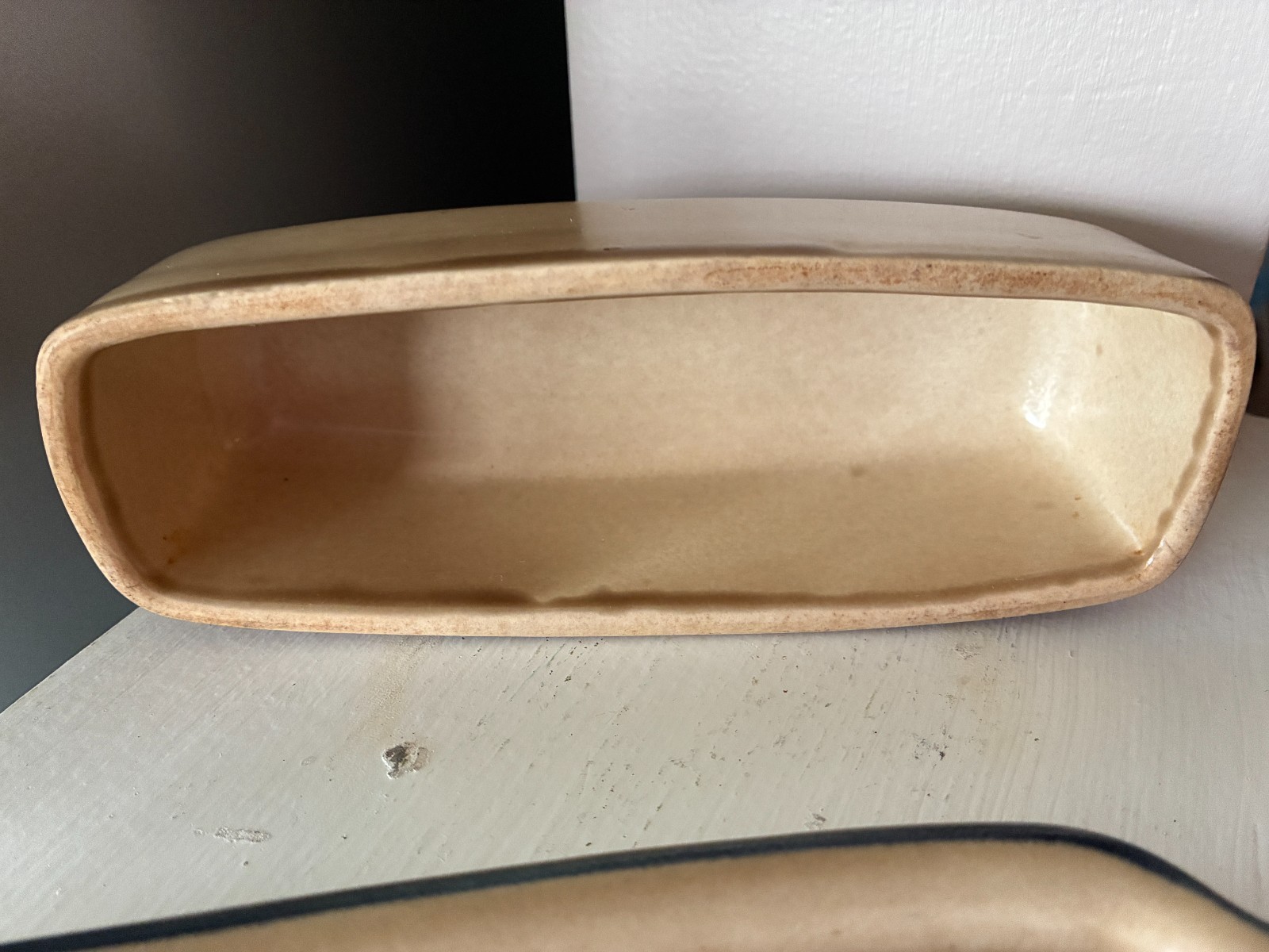 Pfaltzgraff Folk Art Covered Butter Dish 7 1/2”x 3 1/8”x 2 3/4” Vintage Rare