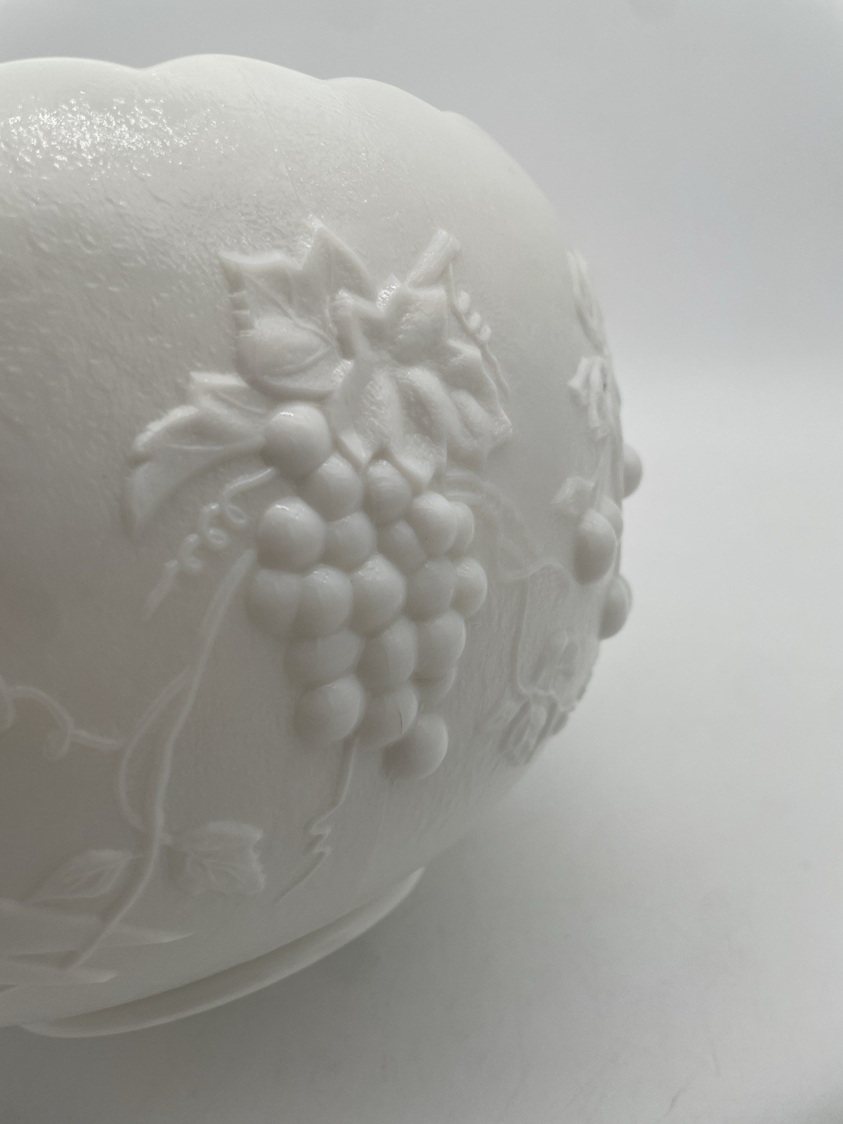 Westmoreland Milk Glass Grape Paneled Punch Bowl Set 12 Cups Hooks Pedestal