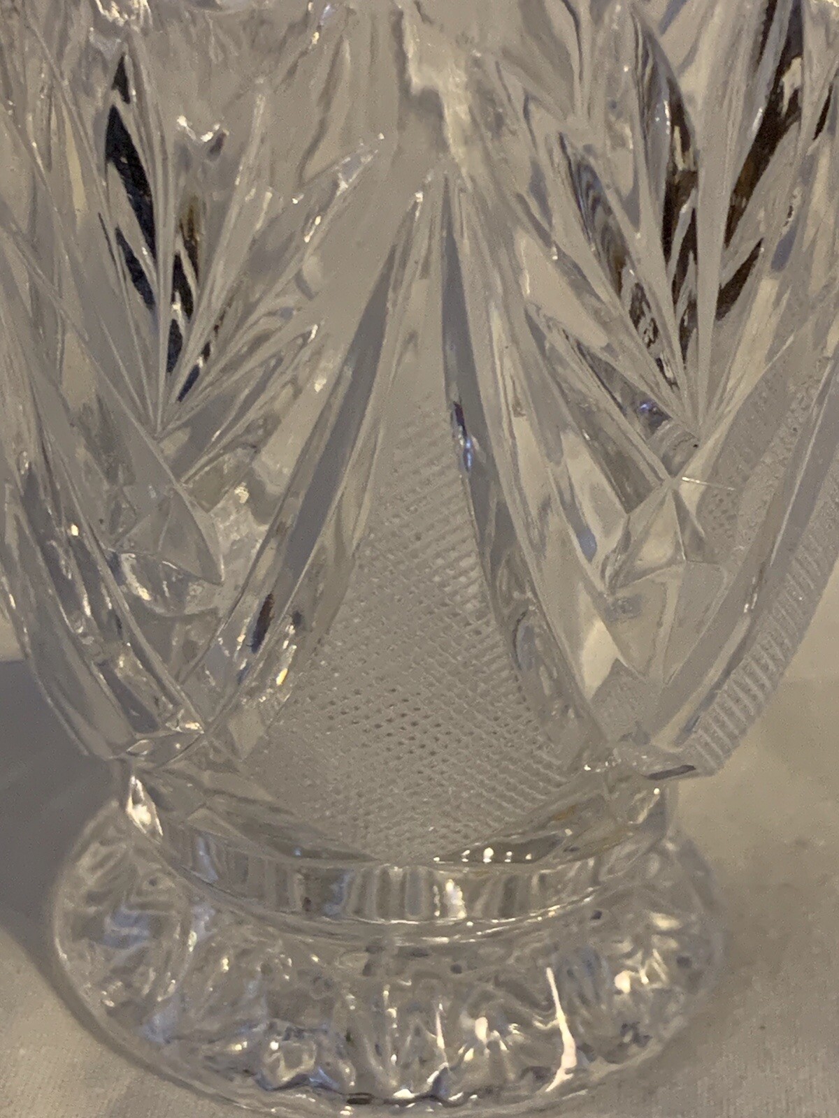 VTG FTD 1985 Diamond Pattern Crystal Clear Glass Milk Pitcher Vase