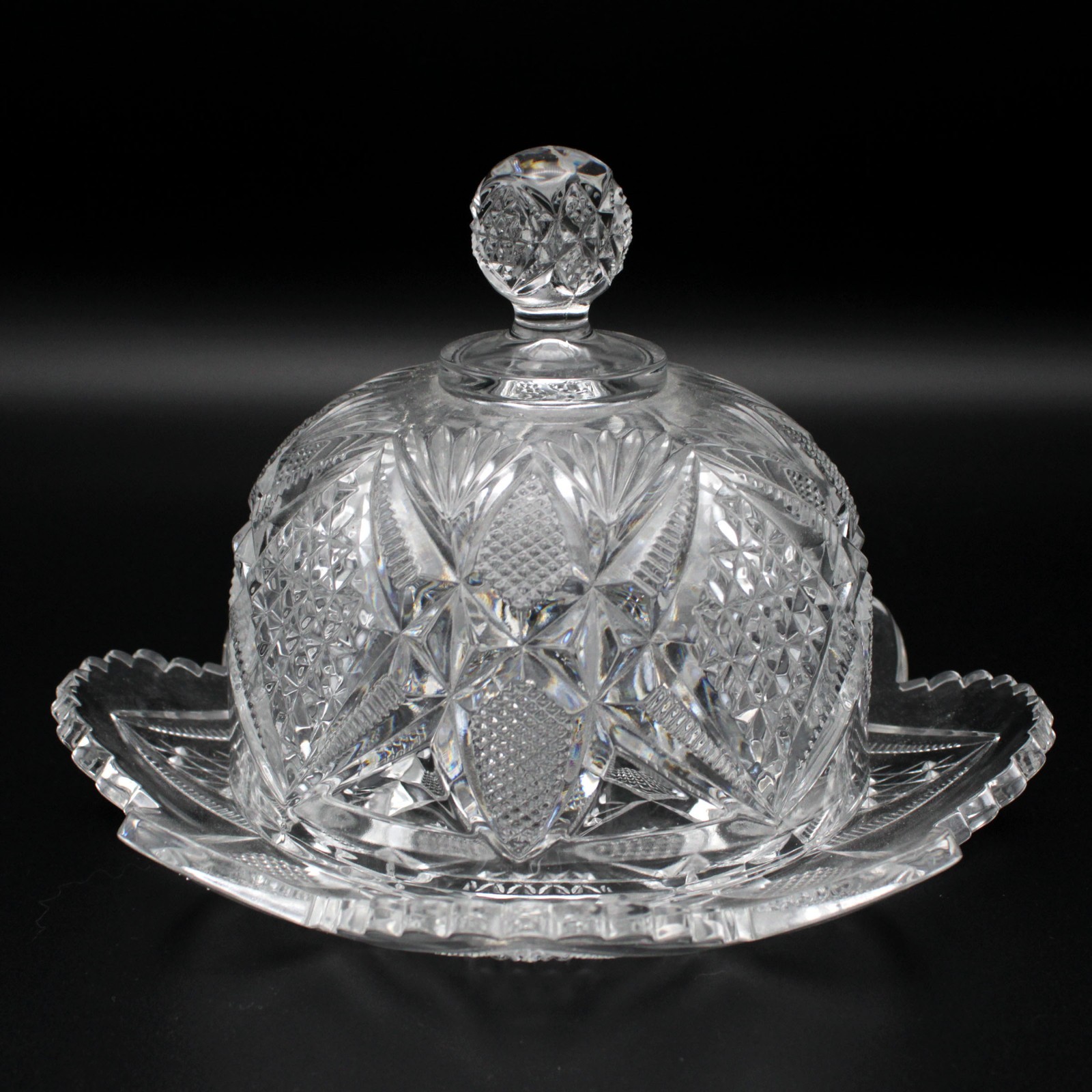 US Glass Pennsylvania Covered Butter Dish, Antique Glass, EAPG 15048, 8 1/2″