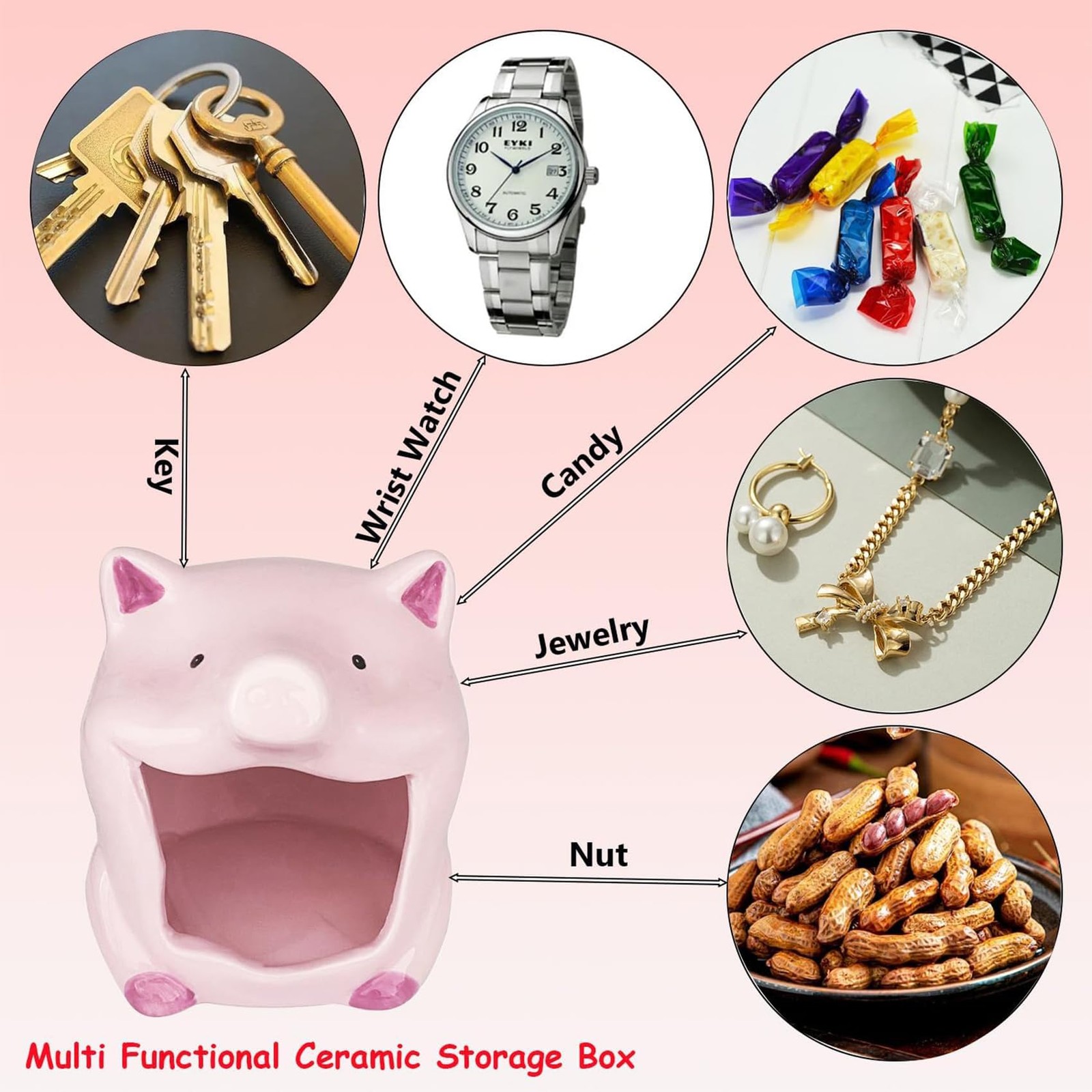 Pig Shaped Candy Bowl,Candy Servers Bowl, Cute Pig Jewelry Dish, Funny Cerami…