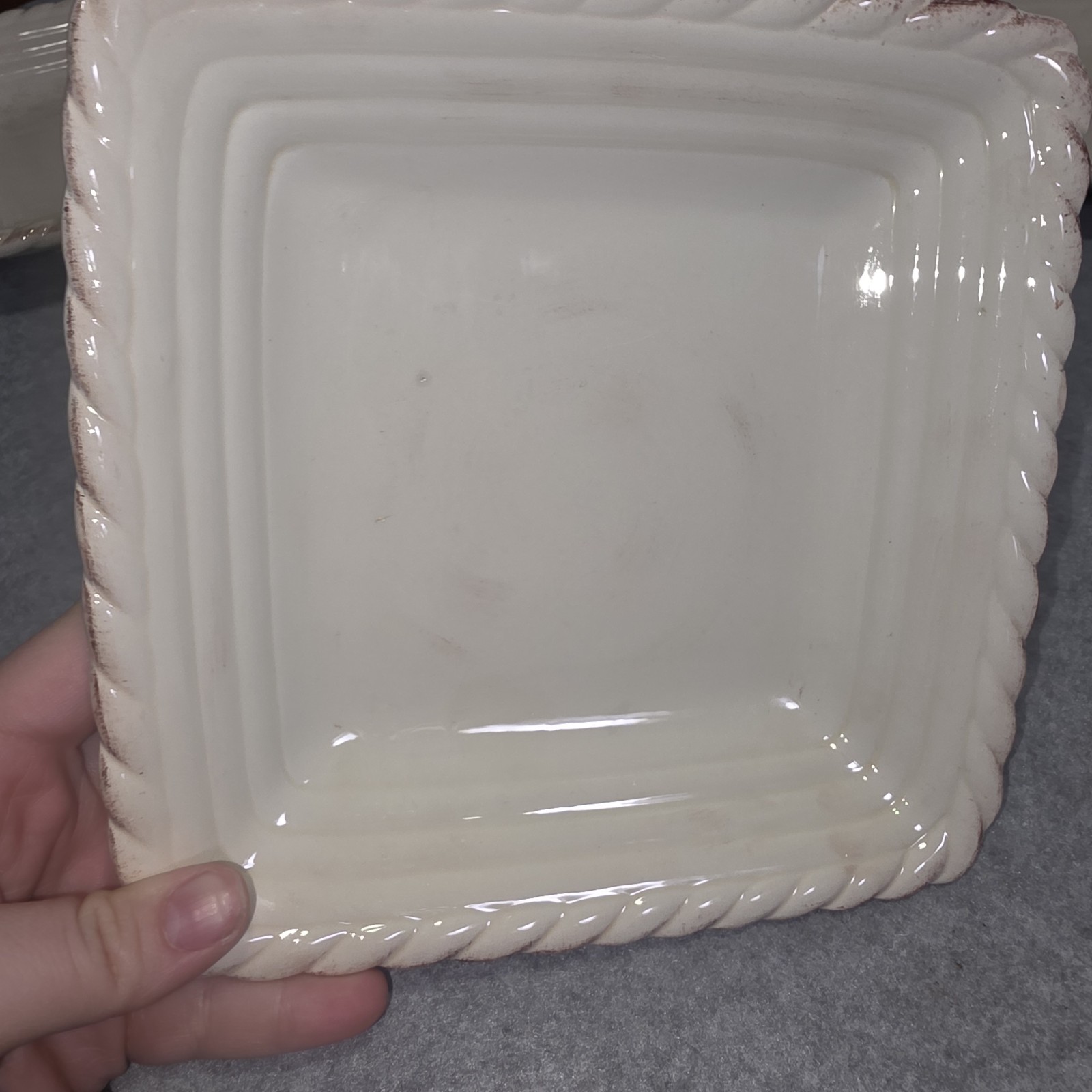 Artimino Tuscan Countryside Ivory/White Square Salad Plates 8″ Set of 6
