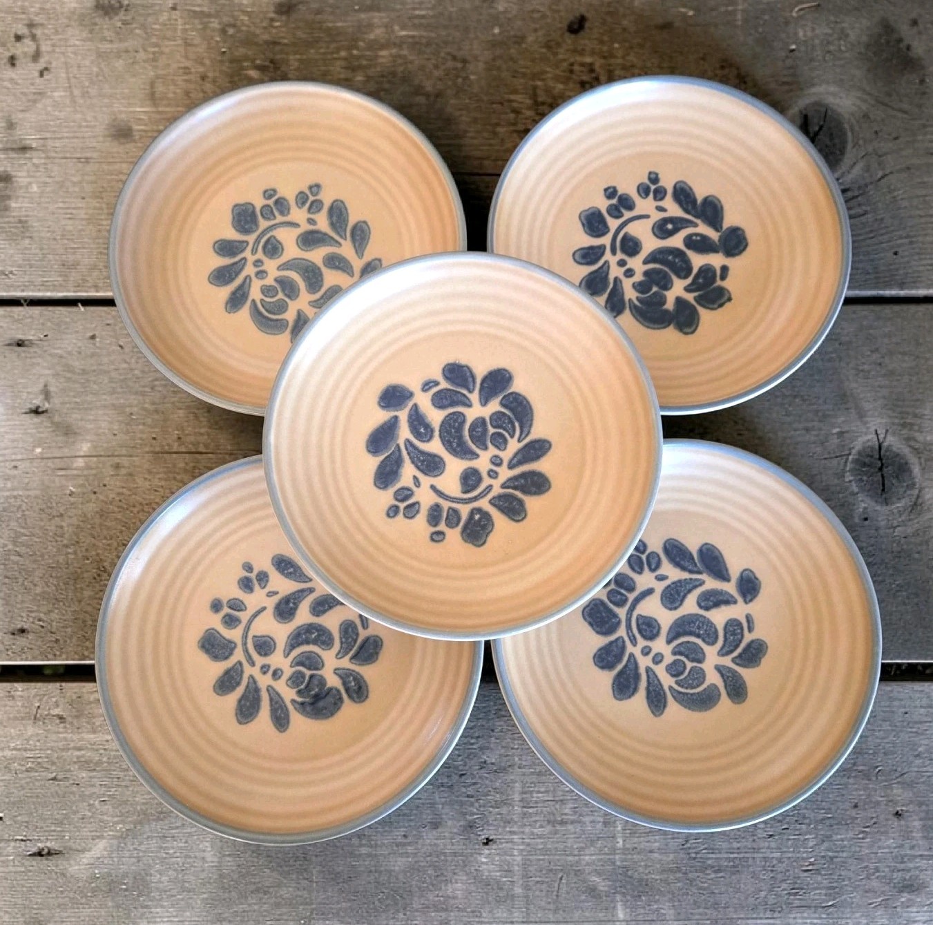 Set Of 5 Vintage Pfaltzgraff Folk Art 7″ Salad/Dessert Plates