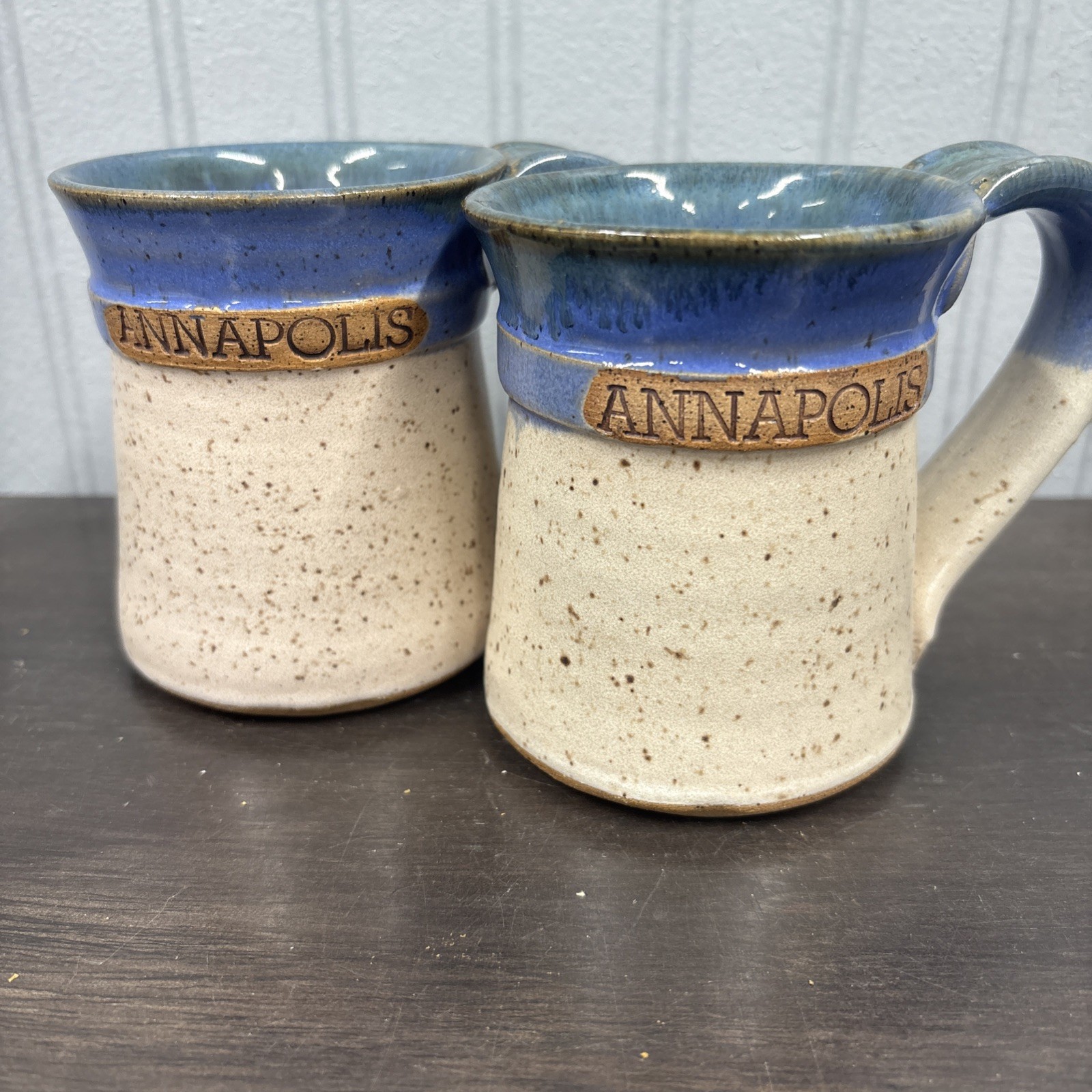 Vintage The Annapolis Pottery 1694 Maryland 15oz Mug Stamped Set Of 2