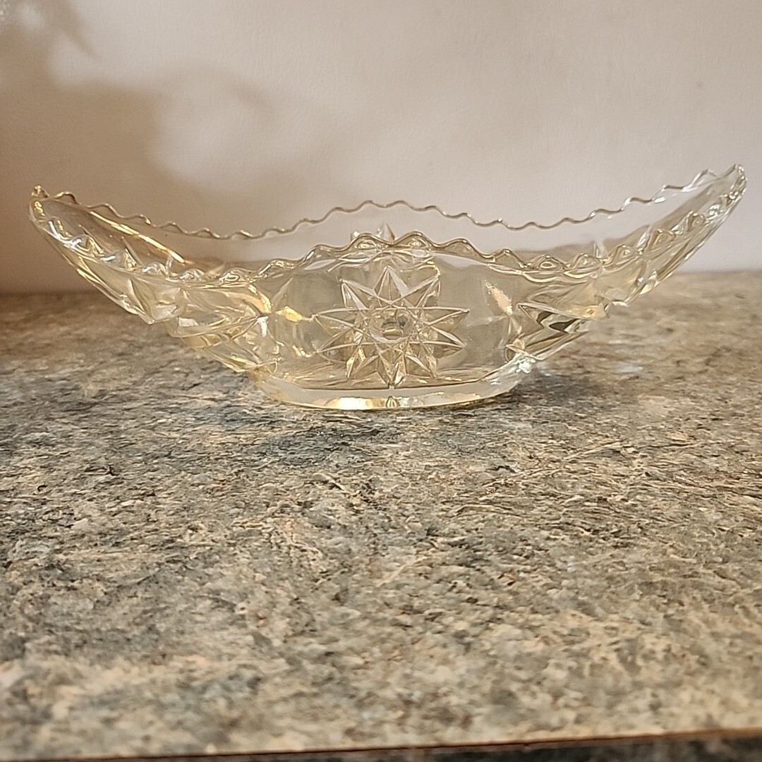 Boat Bowl Dish Crystal Banana Split Gondola EAPC Anchor Hocking Star of David