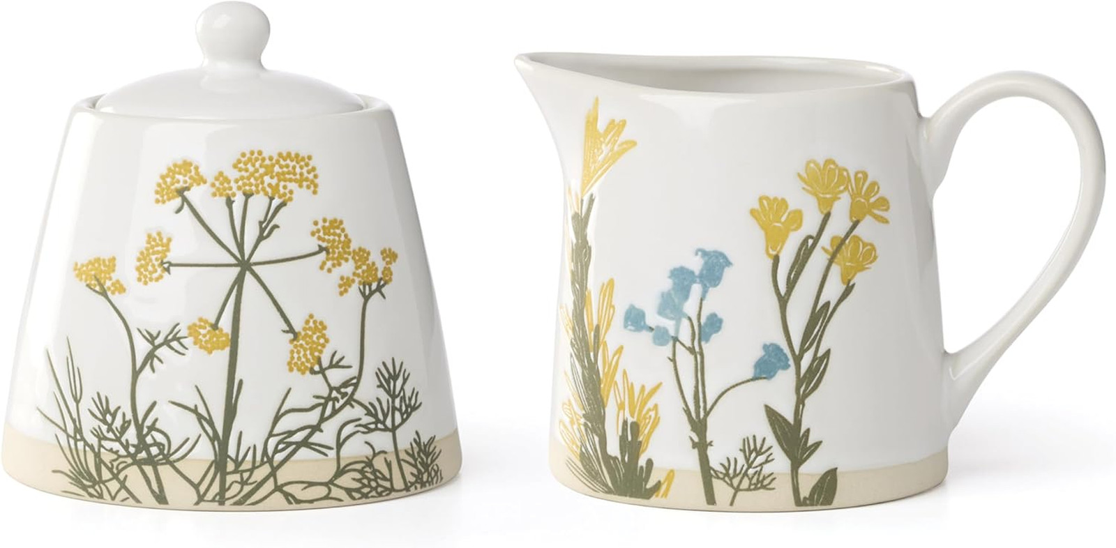 Kitchen and Dining, Wildflowers 2-Piece Sugar and Creamer Set, Stoneware Materia