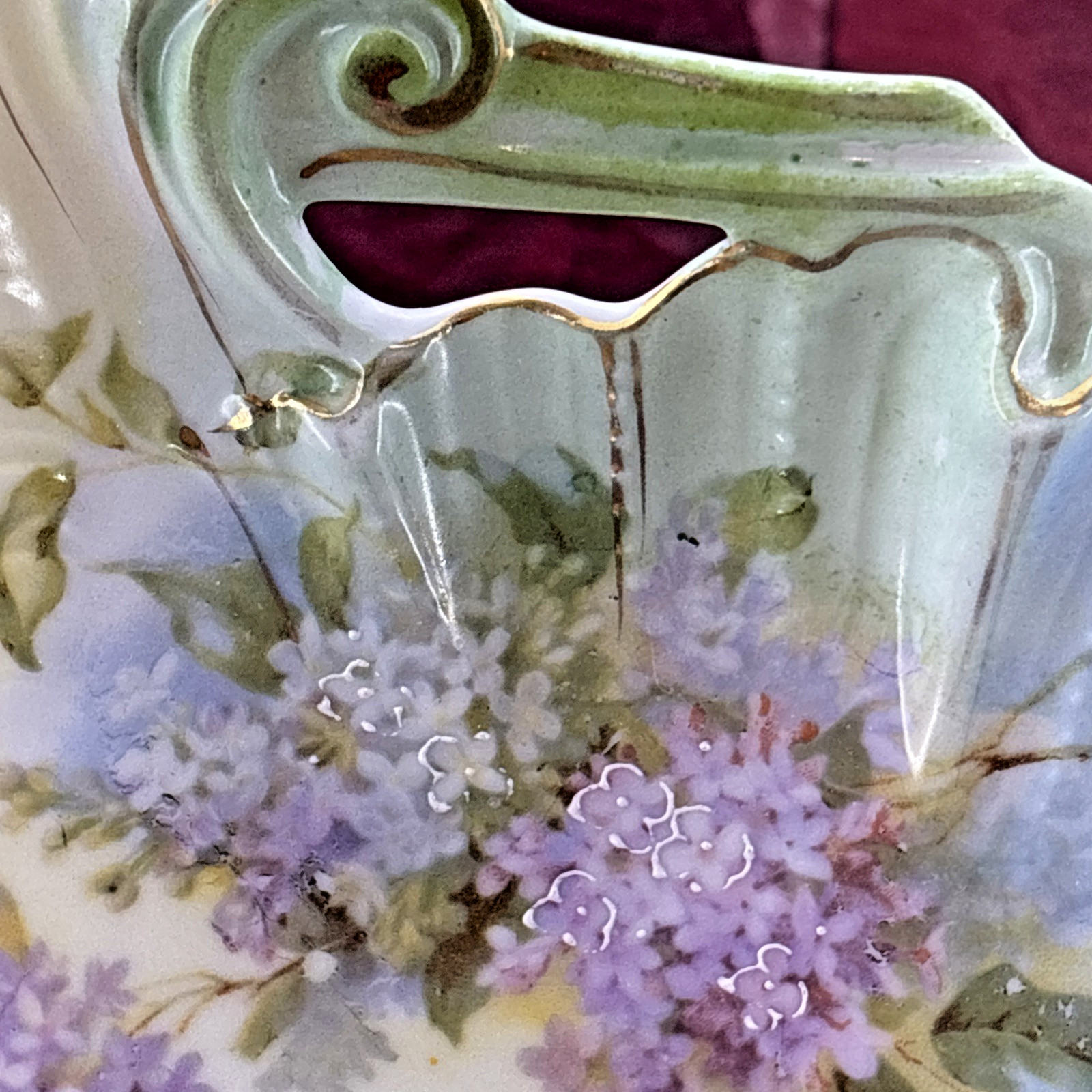 RS Prussia Harvest Mold Porcelain Plate Intricate Cut Outs Swirls Hand Painted