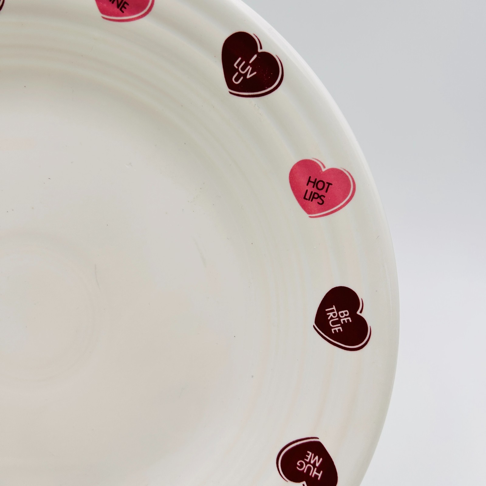 Fiesta Candy Conversation Hearts Luncheon Plate 9” White Fiestaware Valentines