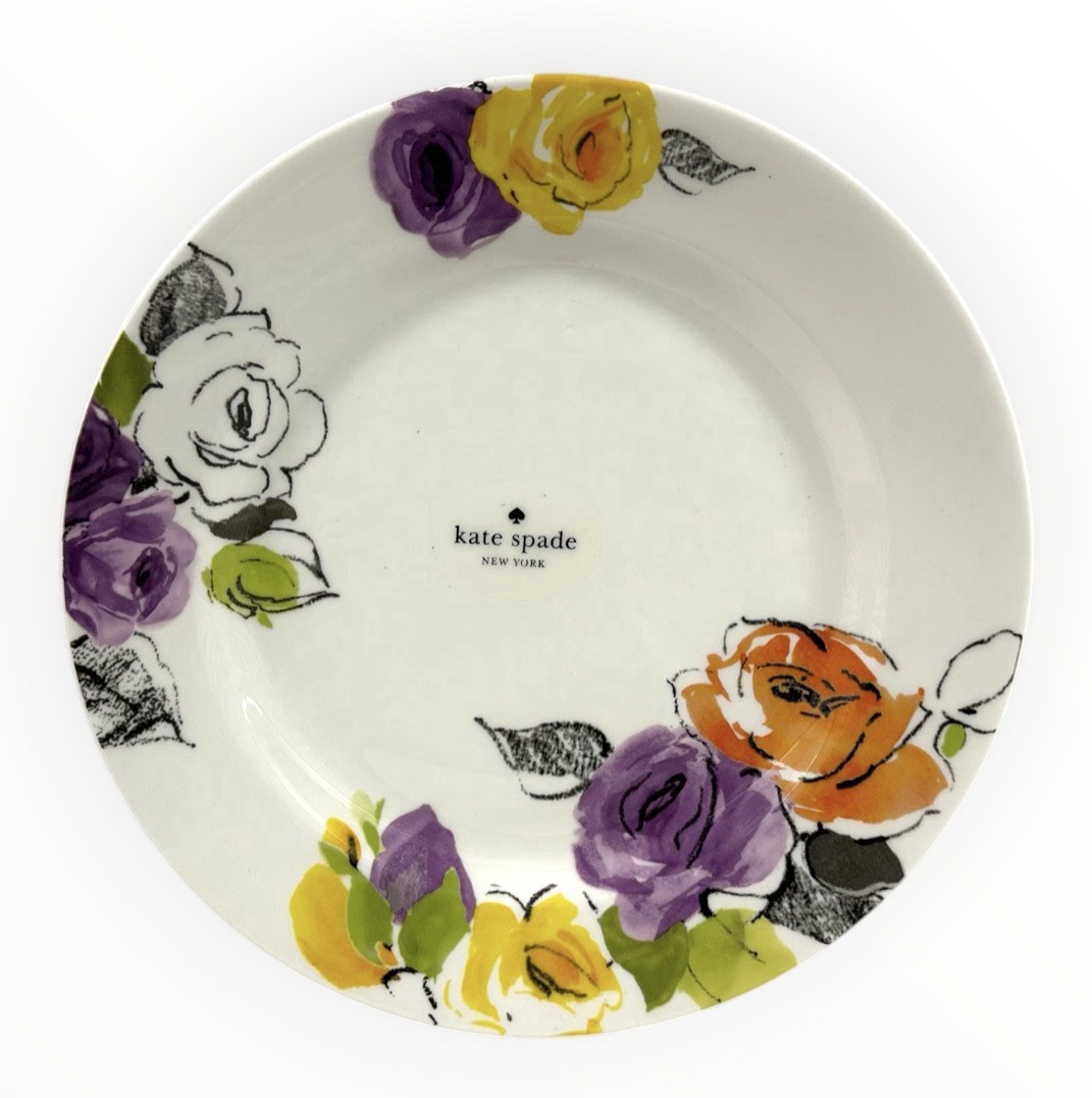 Kate Spade New York Charcoal Floral Dinner Plates Set of 2 Lenox 11.5”