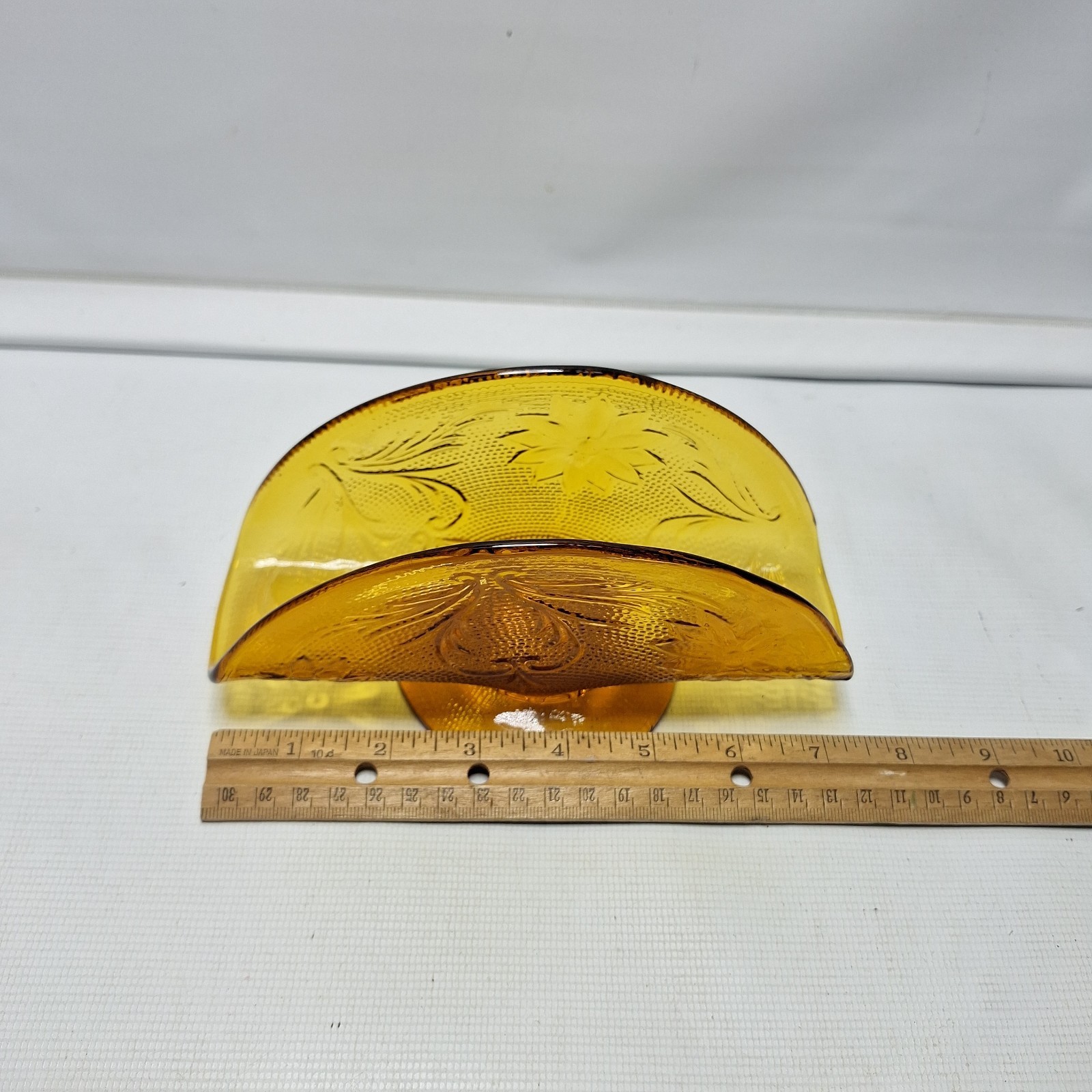 Vintage Indiana Tiara Pressed Sandwich Glass Amber Napkin Holder Letter Holder