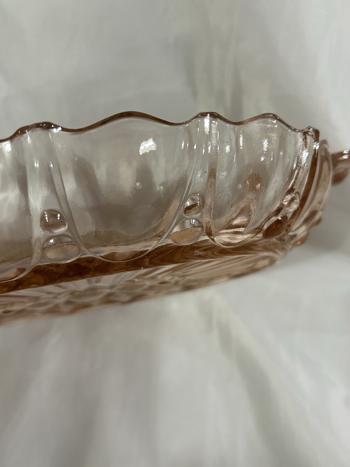 Vtg Pink Depression Glass Oyster and Pearl Divided Relish Tray Anchor Hocking