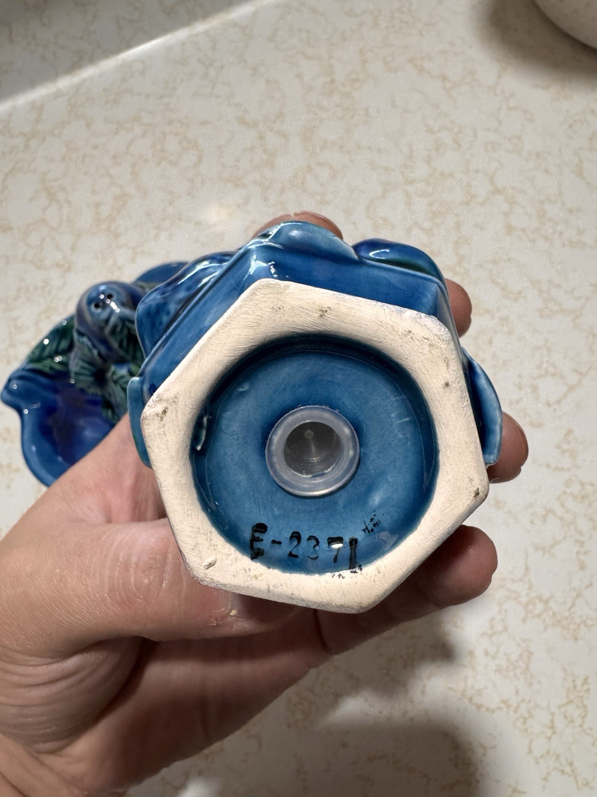 Vintage Inarco Mood Indigo Blue Fruit Salt Pepper Shakers Set with Tray Japan