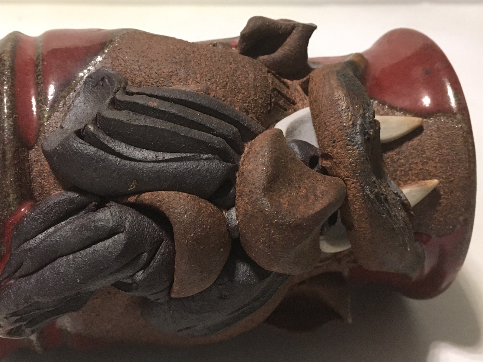 Mahon Ugly Funny Face Angry Devil Mug Signed Vtg Pottery Stoneware Moustache