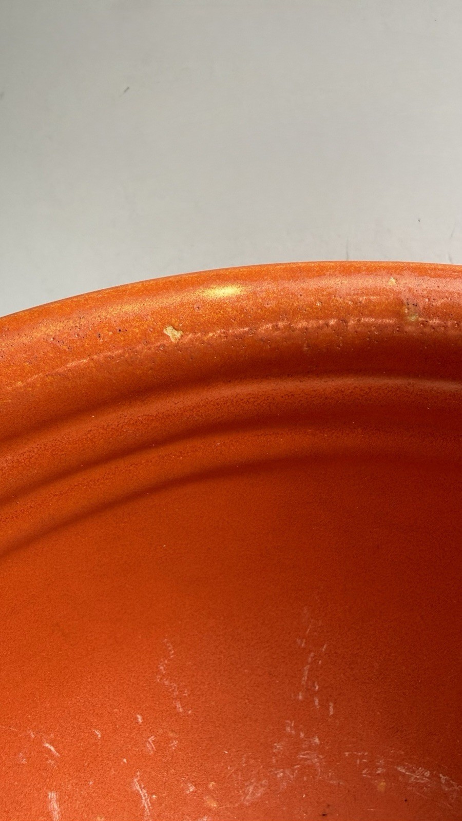 Bauer Orange Ceramic Round Bowl 9 in Diameter