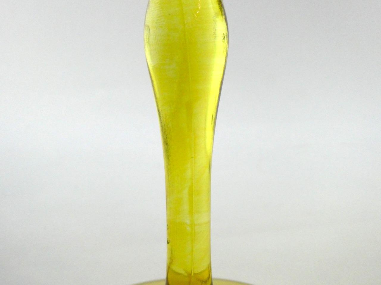Antique 1900s Era Pair of Yellow and Clear Glass Compotes Swags Baskets VGOOD