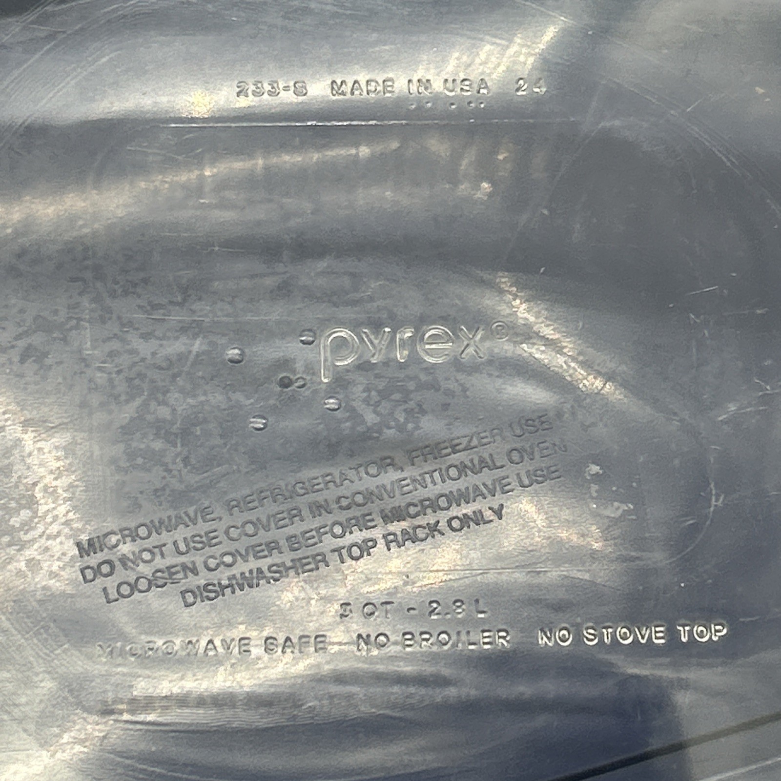Pyrex #233-S Fluted Clear Glass 13x9x2 3 Qt-3 L Lasagna Pan & Blue Snap On Lid