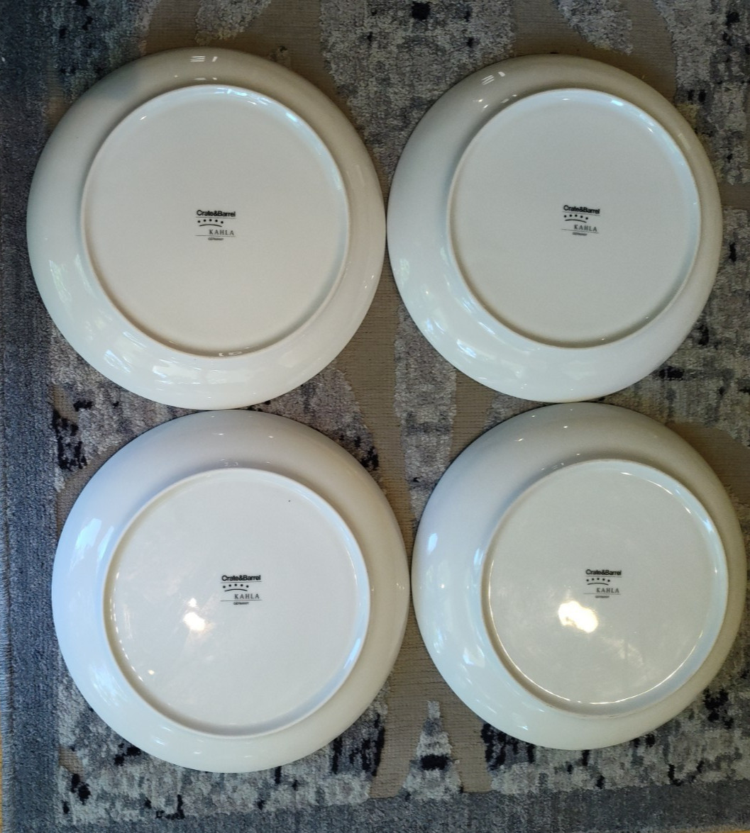 Crate & Barrel Kahla Madison Dinner Plates ~Set of 4~ Asymmetrical Germany 10″