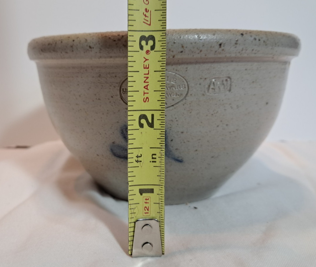 Vintage Rockdale Union Stoneware Bowl Cobalt Blue Floral 5″ Wide