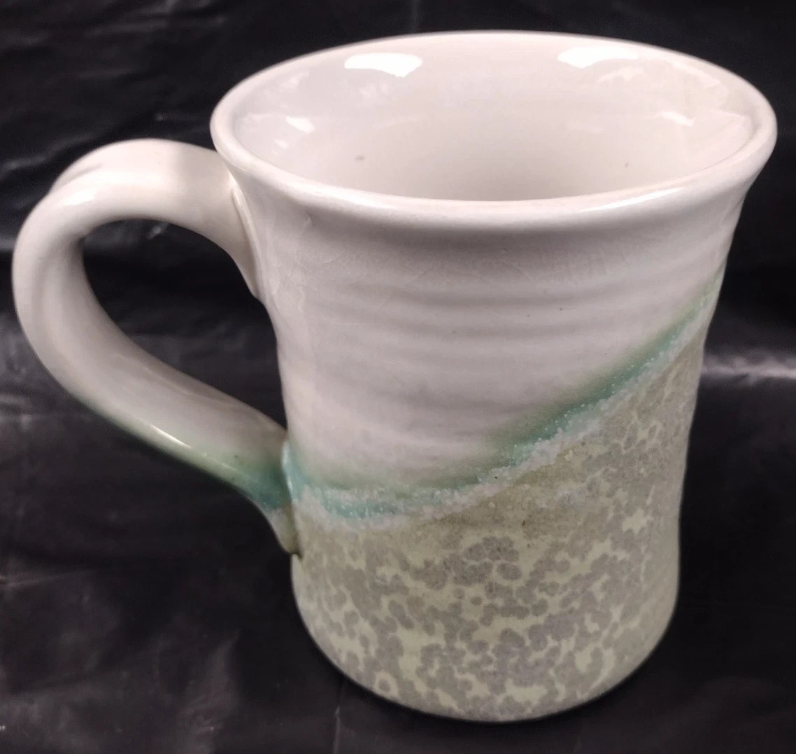 Oh Gussie! Paw Paw Cup Mug Pottery Sage Green Off White 5″ Tall Stoneware Mug
