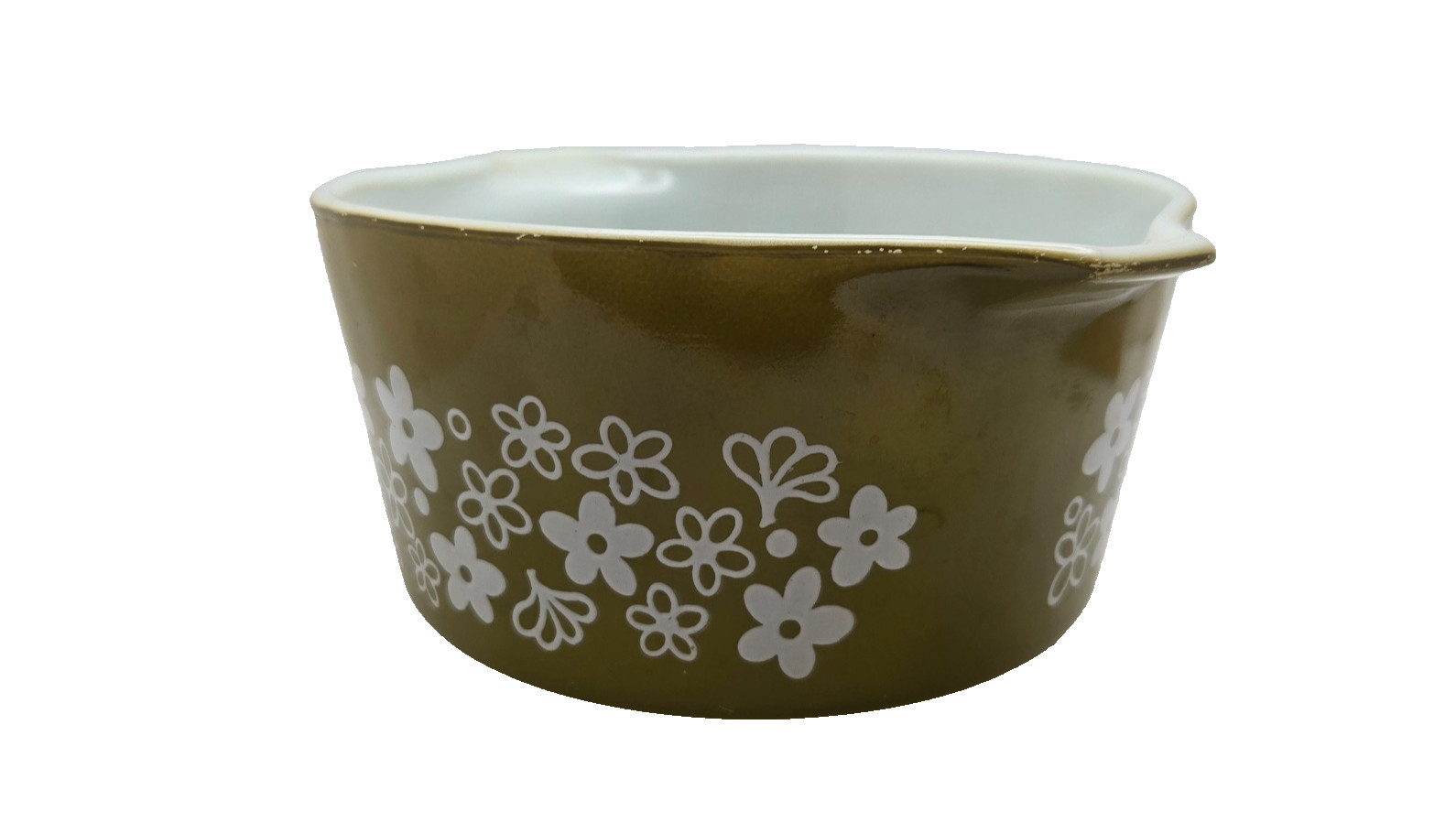 Vintage Pyrex 473 Spring Blossom Green Crazy Daisy 1 Qt Casserole Dish No Lid