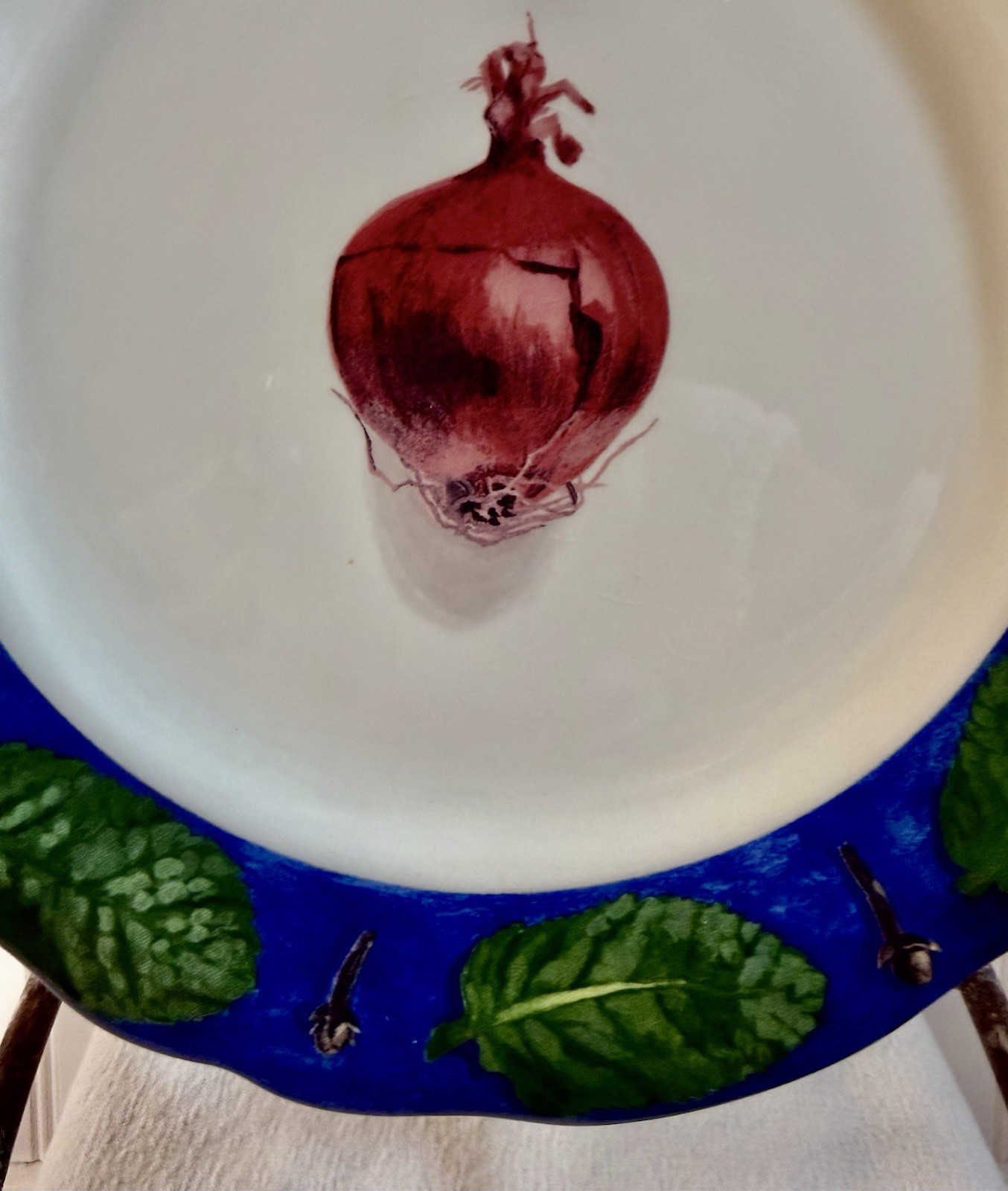 Poivre Et Sel Blue Vint. Set of 4 Salad Plates 8.75″ Faiencerie De Gien France