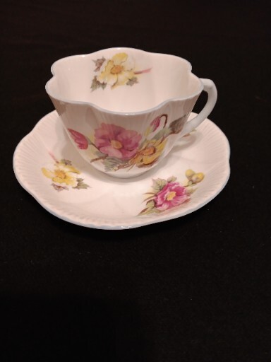 Cup and Saucer SHELLEY, ENGLAND: BEGONIA BONE CHINA 2 piece cup and saucer set