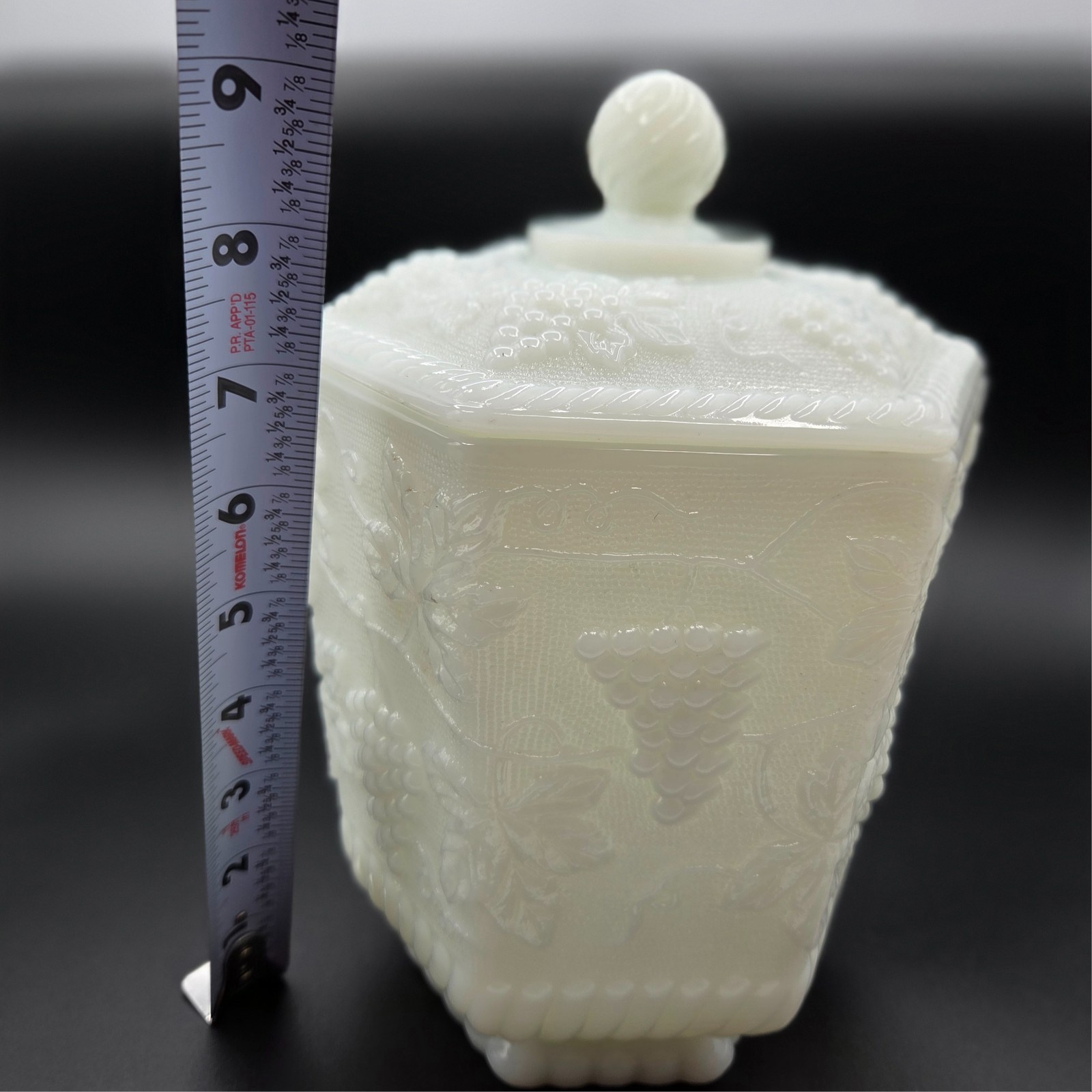 Anchor Hocking Fire-King Milk Glass Cookie/Biscuit Jar Grapevine Pattern Vintage