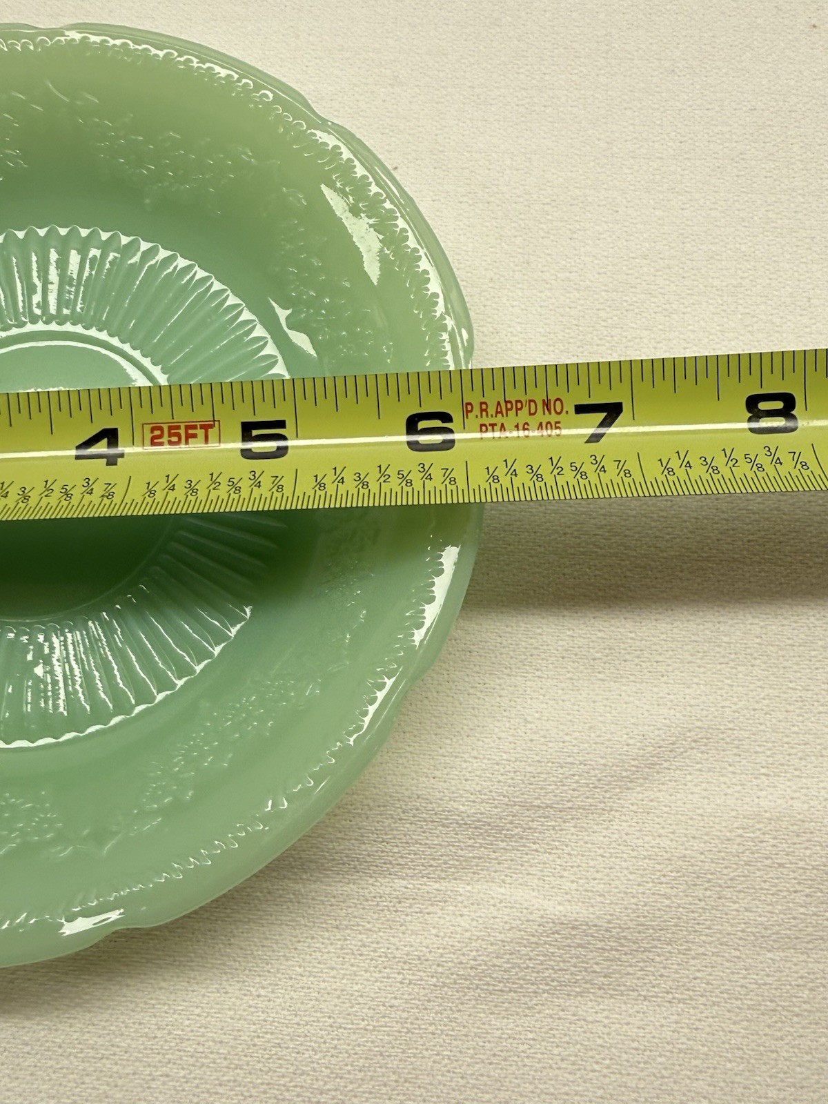 Vintage Fire King Jadeite Alice Saucer Plate 6″ Floral Scalloped Edge Unmarked