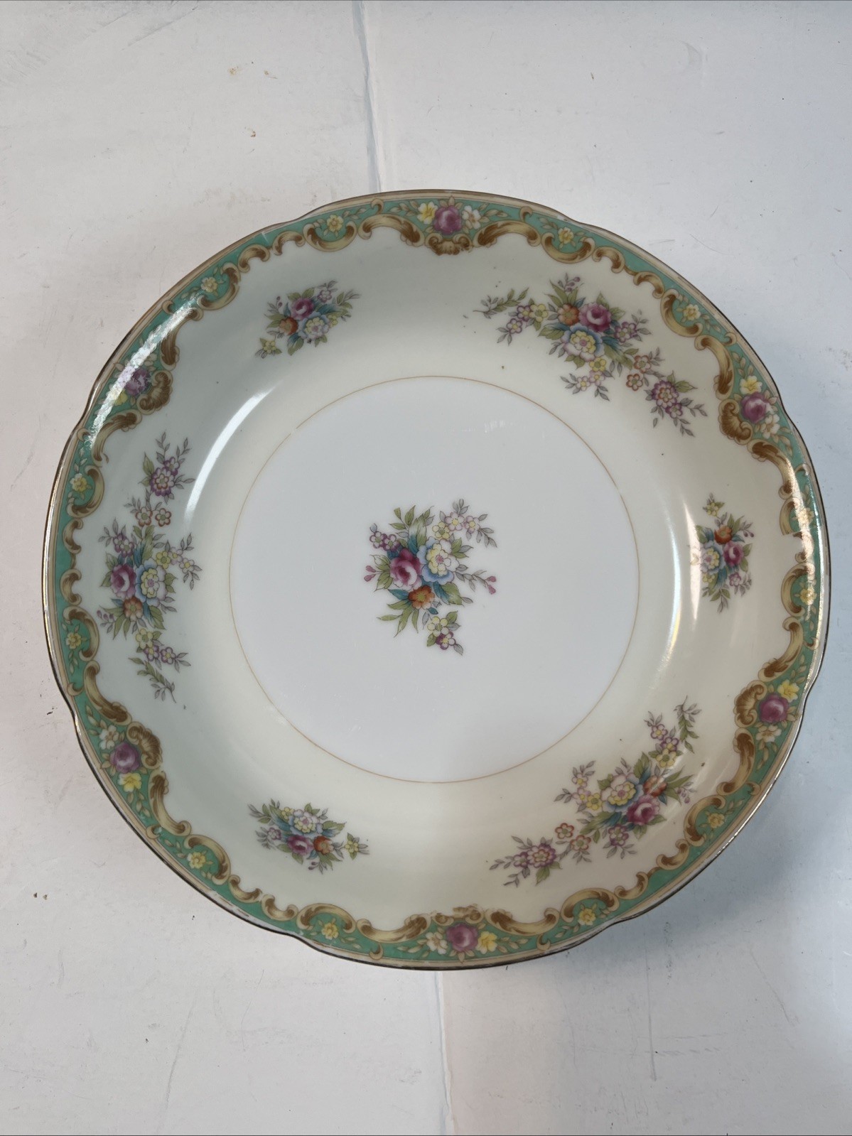 Vintage Rembrandt China Japan 7.25” Salad Bowl Floral Gold Trim Porcelain