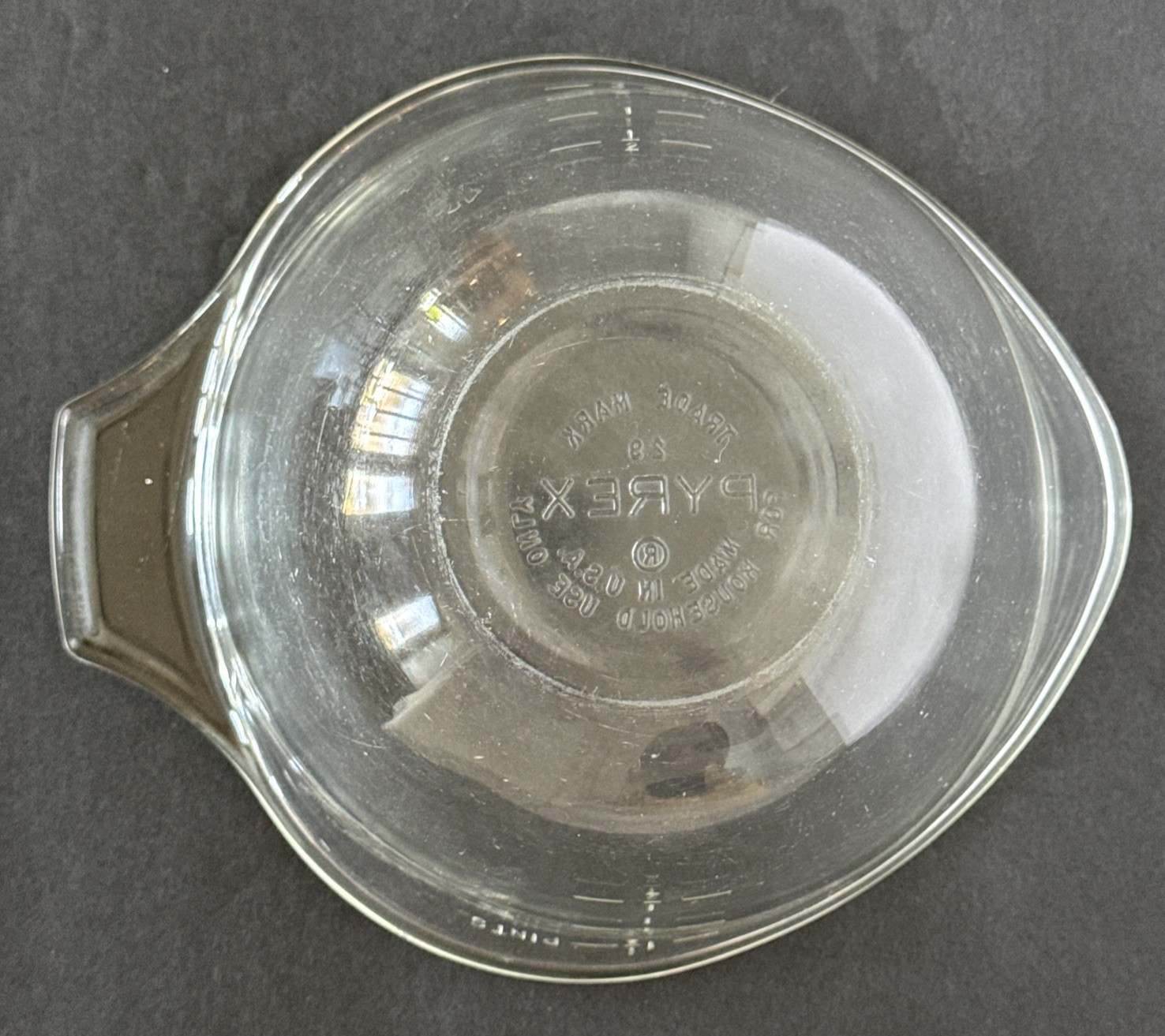 Pyrex Clear Glass Tear Drop 3 Cups Measuring Bowl 1.5 Pints Vintage 1970’s