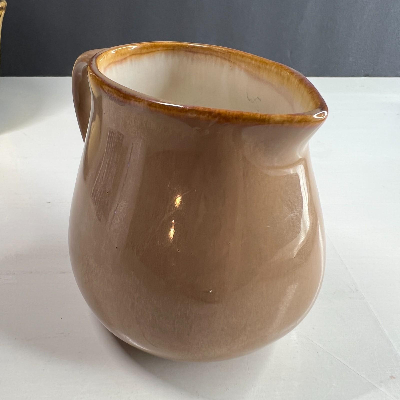 Sango Brown Drip Glaze Creamer Pitcher Stoneware Small Pouring Jug