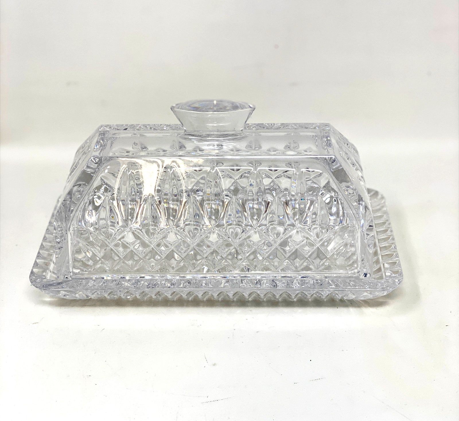 Waterford Crystal Lismore Covered Butter Dish Finest Clarity Pristine Condition