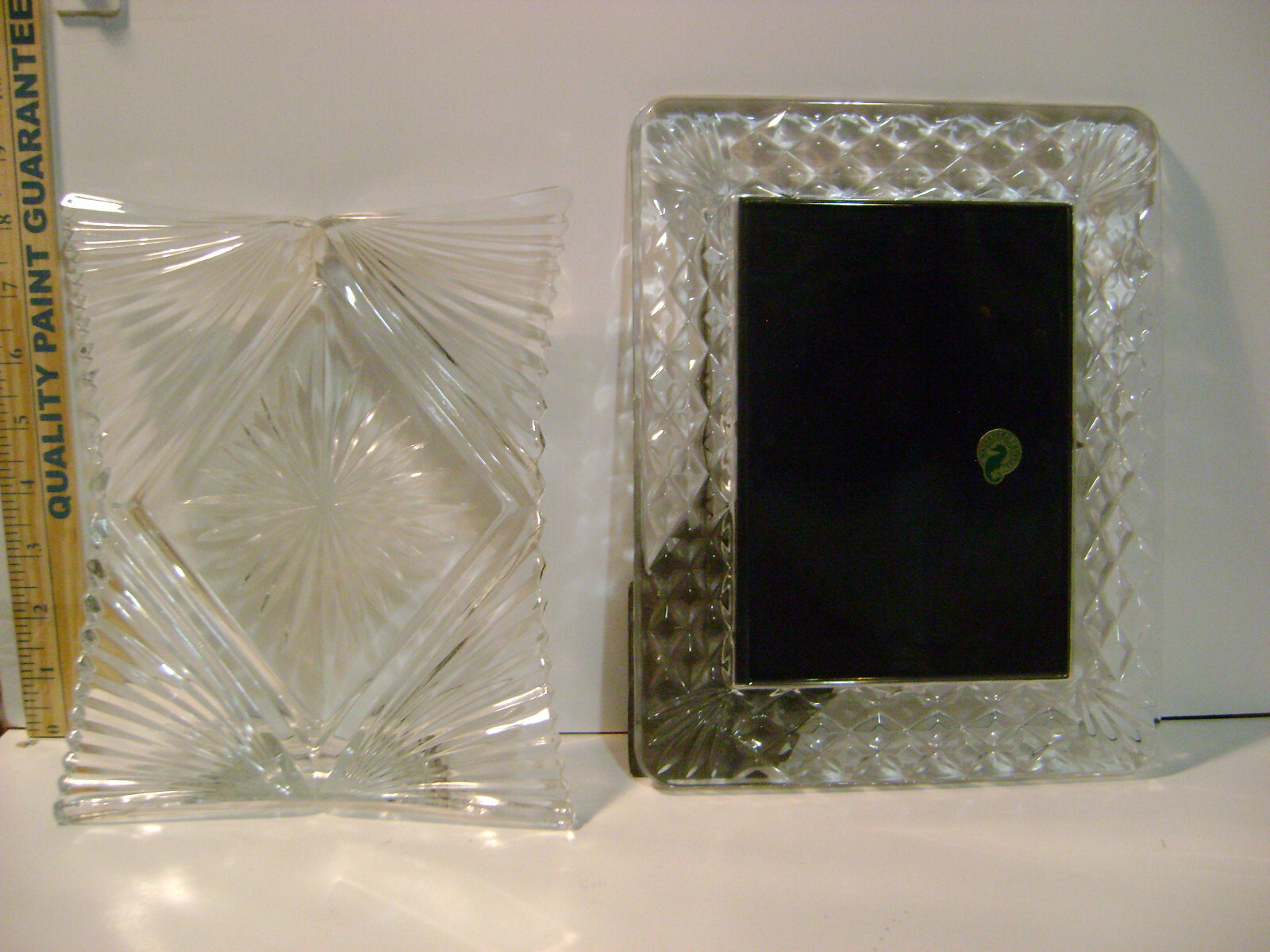 LOT OF 2 PICTURE FRAMES (DIAMOND SHAPE and WATERFORD CRYSTAL)