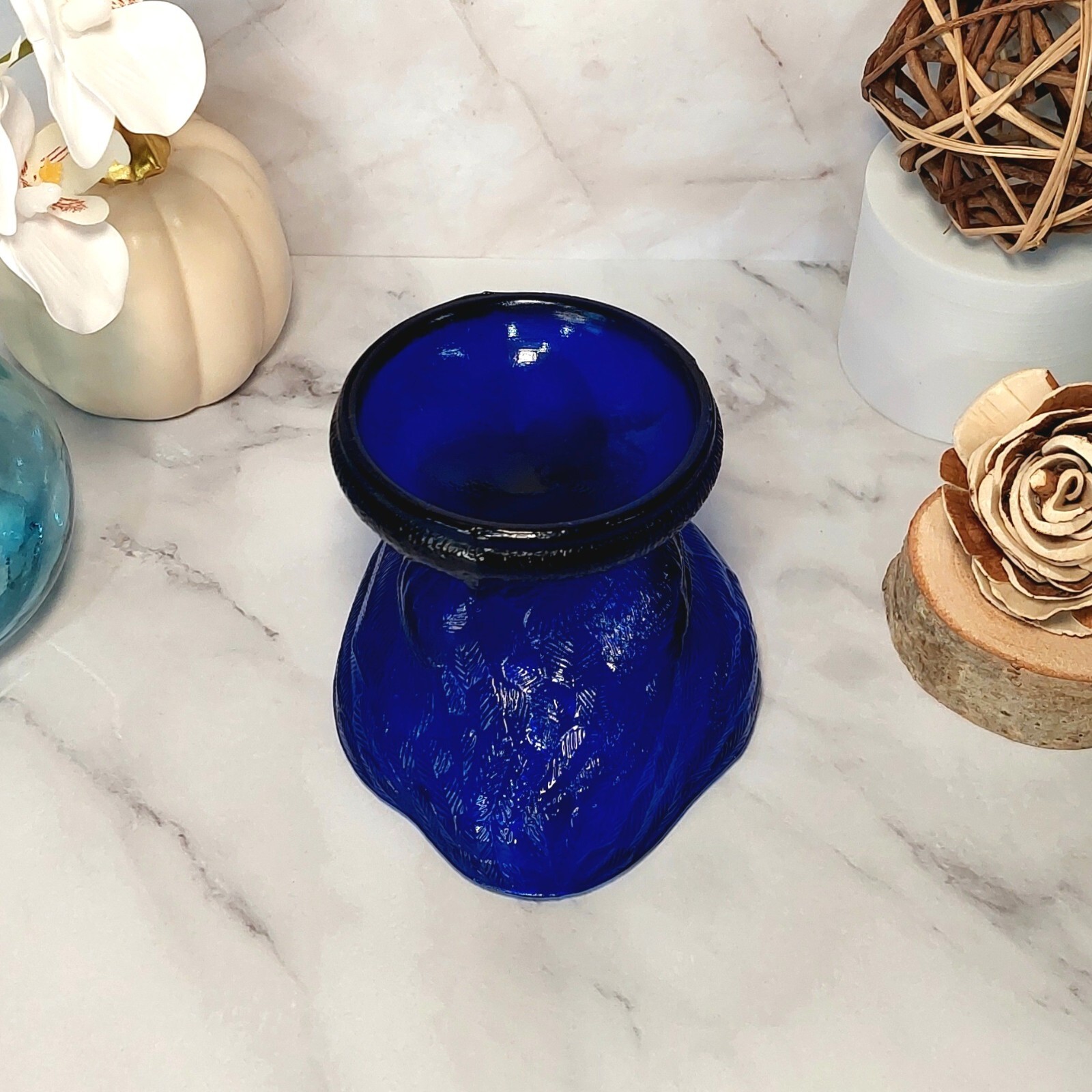 Cobalt Blue Glass Depression Style Rooster Chicken Candy Dish, Hen on Nest, Bowl