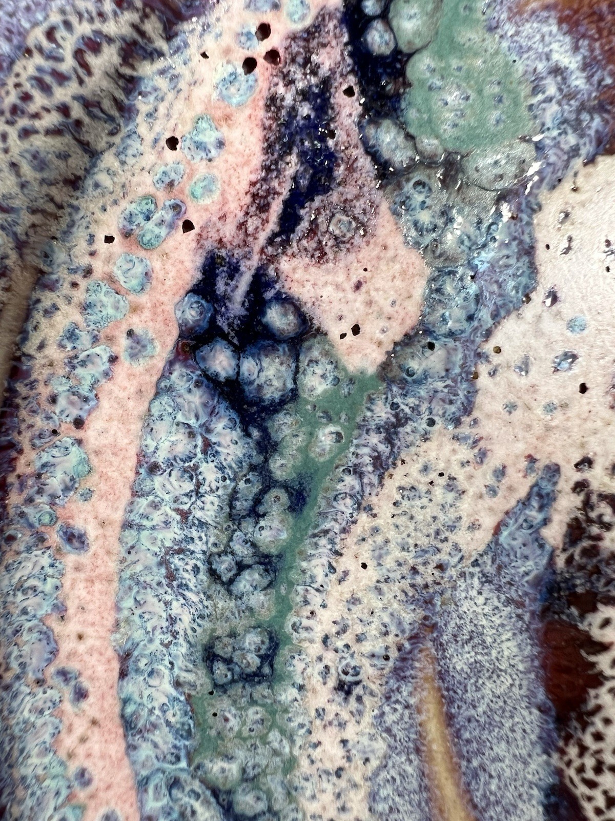 Bruce Larrabee Studio Pottery 9” Abstract Drip Glaze Signed Utah Art Plate