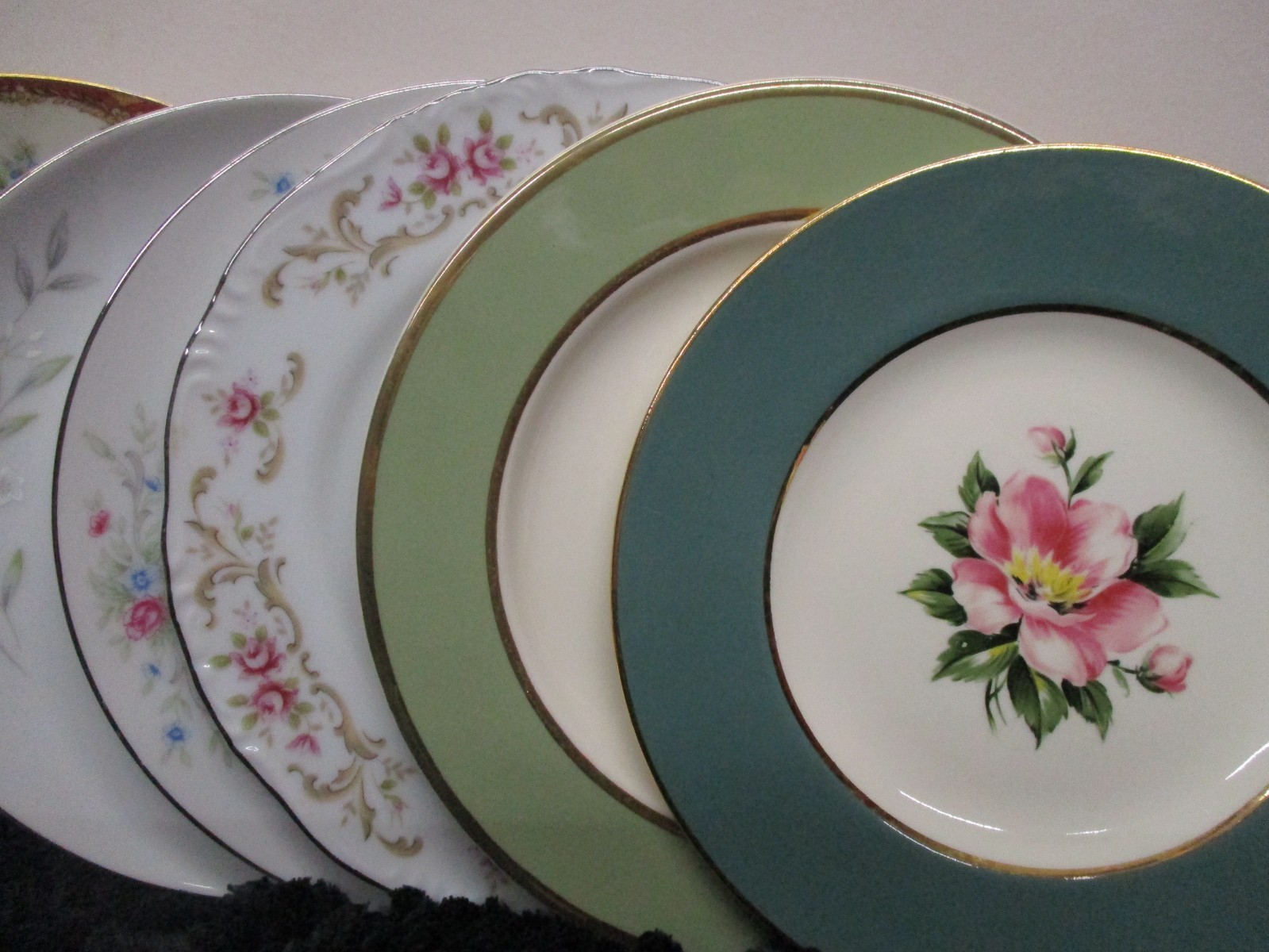 Vintage Mismatched China Bread, Cake, Dessert Plates ~ Set of 9 ~ Colorful