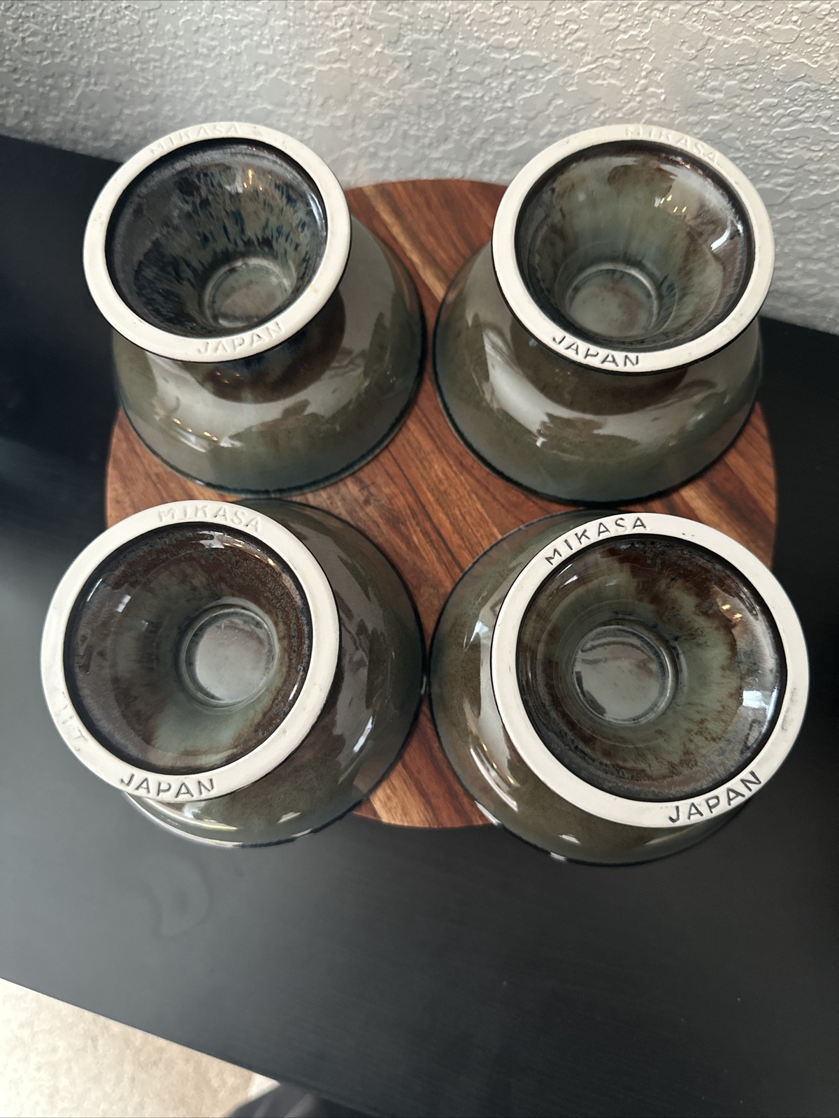 (4) Mikasa Japan Pottery Multicolor Grey Crudités Sorbet Dessert Footed Bowls