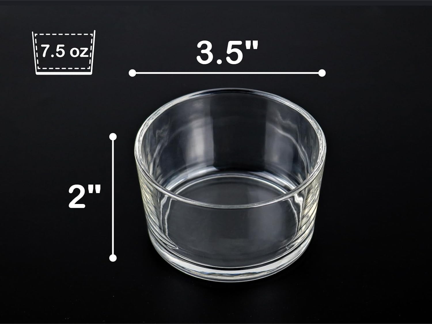 7.5oz, Set of 6, Clear Mini Bowls for Dips, Sauces, Desserts, Side Dishes, Puddi